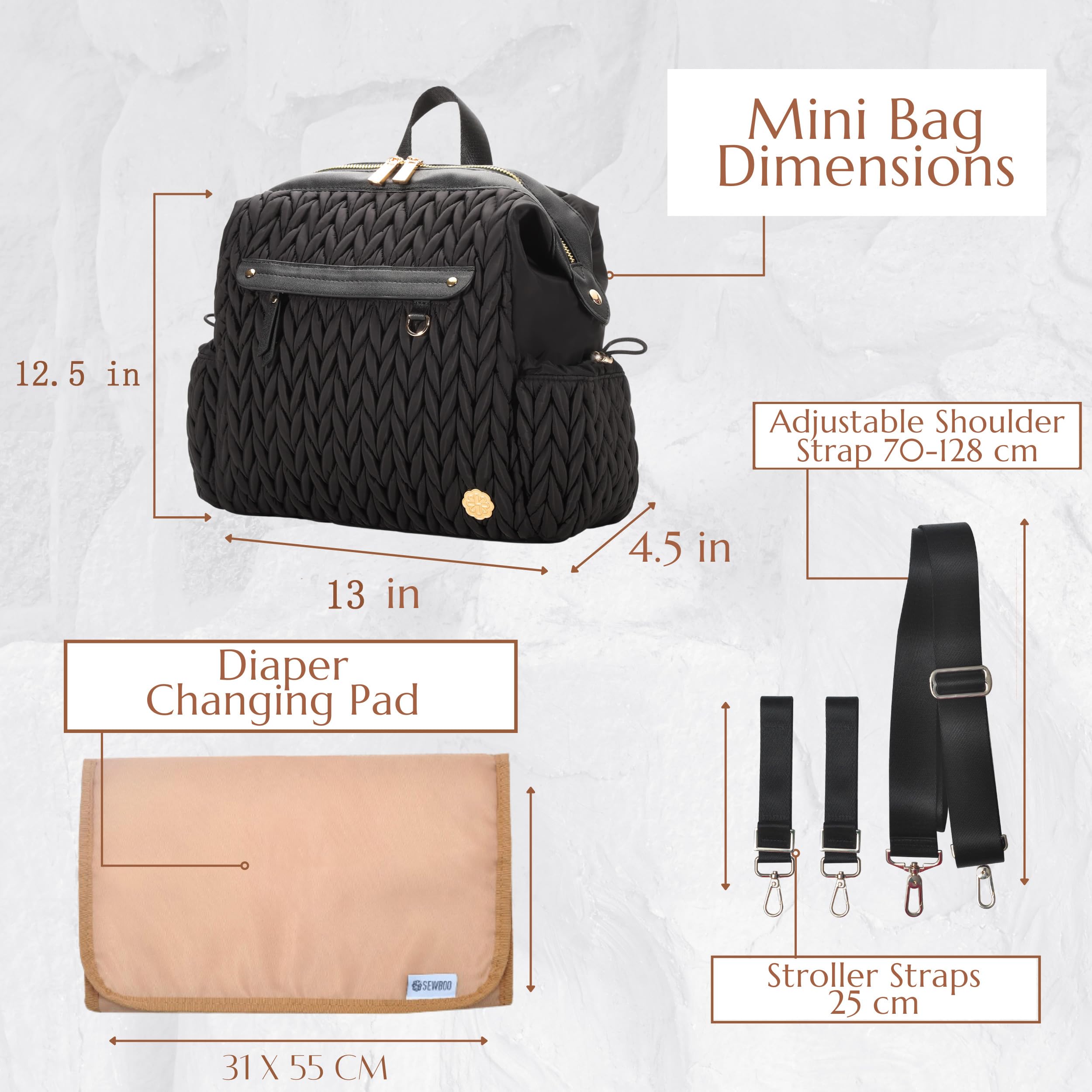 Small Backpack Purse for Women - Mini Diaper Bag & Travel Backpack with Adjustable Straps | Perfect for Vacation, Day Trips & Baby Essentials Organization