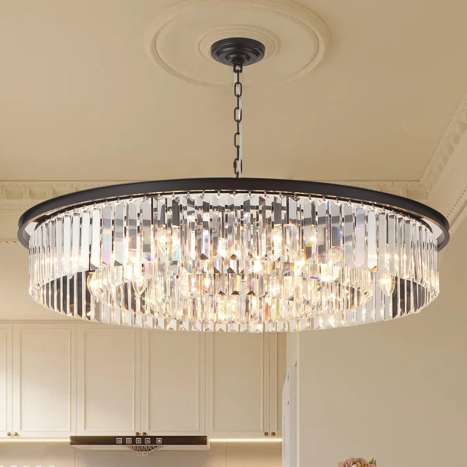 18-Light Crystal Chandelier - Adjustable Height 39