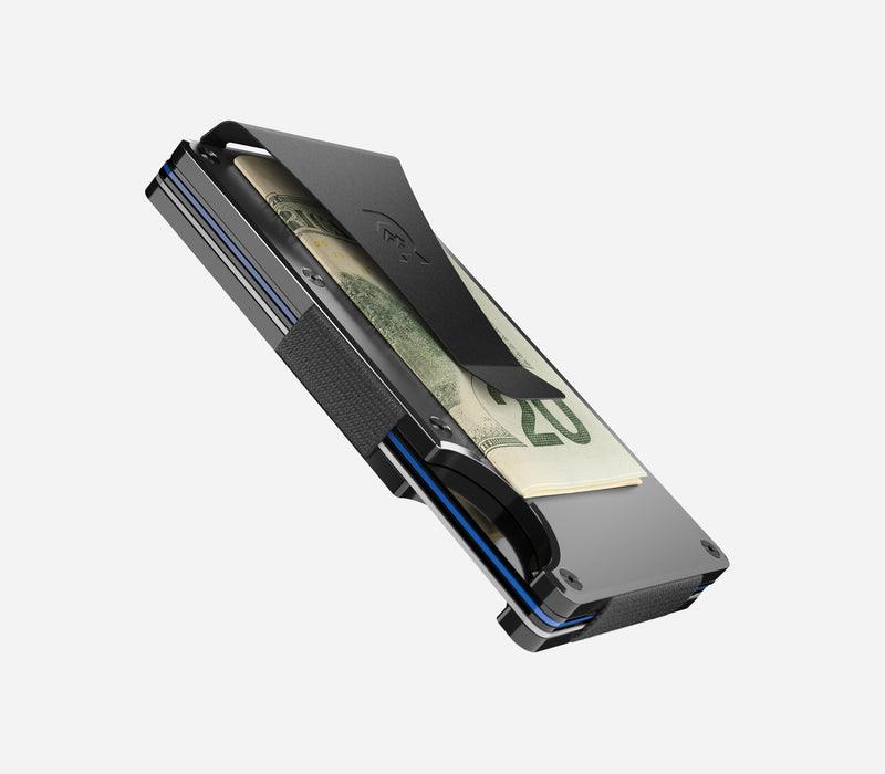 Slim Gunmetal Aluminum Minimalist Wallet with Money Clip - RFID Blocking, Ultra Thin & Lightweight for Men - Perfect for Travel, Business & Everyday Carry