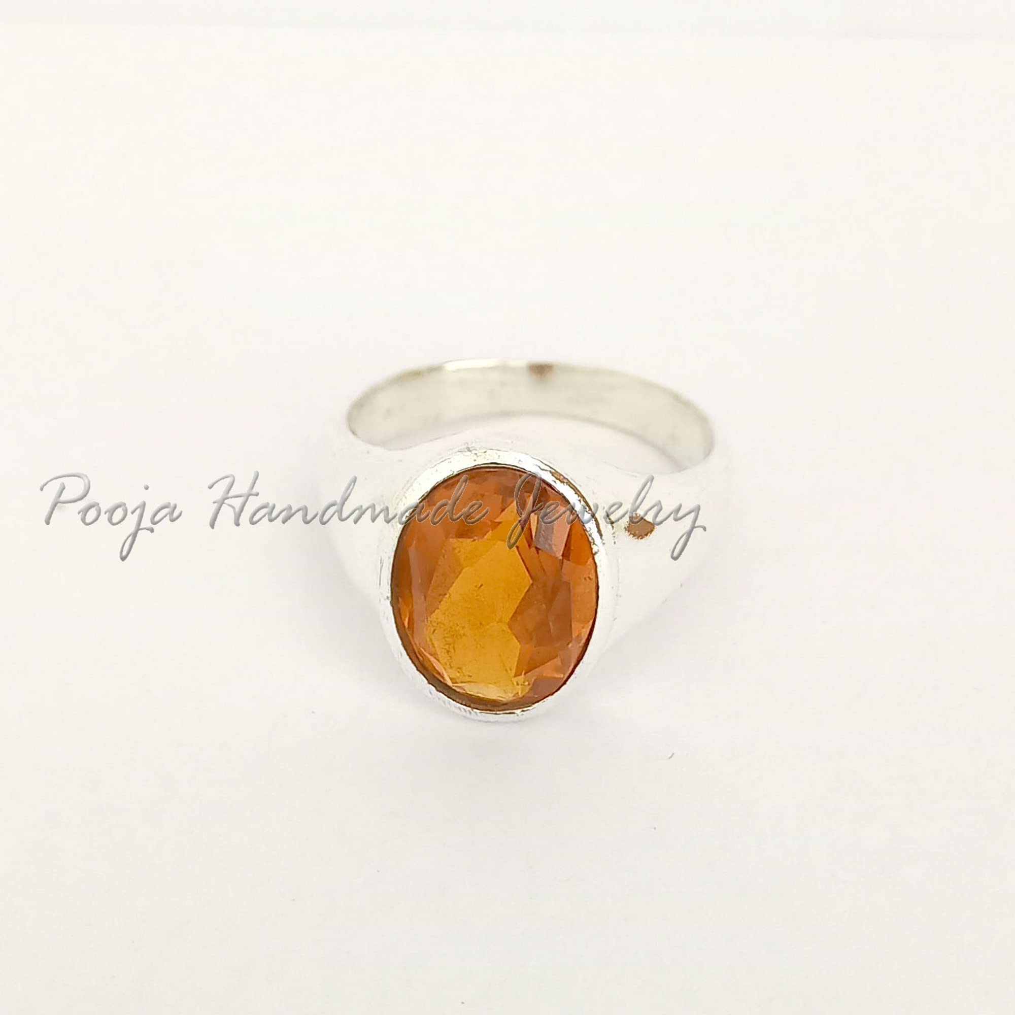925 Sterling Silver Citrine Men's Ring - Yellow Gemstone Signet Ring for November Birthstone, Wedding & Hip Hop Jewelry - Perfect Gift for Men, Pinky & Statement Rings for Everyday Wear