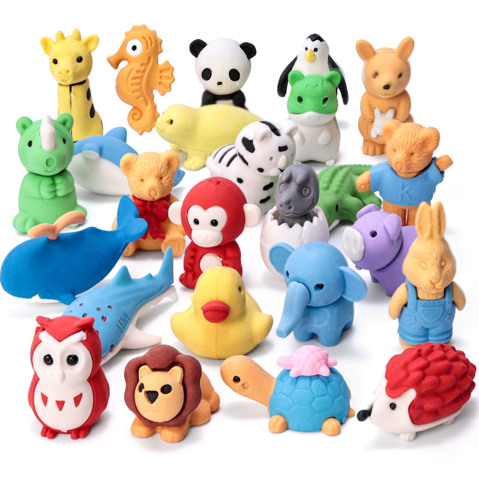 50PCS Cute Animal Pencil Erasers - 3 Otters Design, Fun Desk Pets for Kids Classroom, School Supplies & Party Favors - Perfect for Back to School, Easter Egg Stuffers, Carnival Prizes and Classroom Rewards