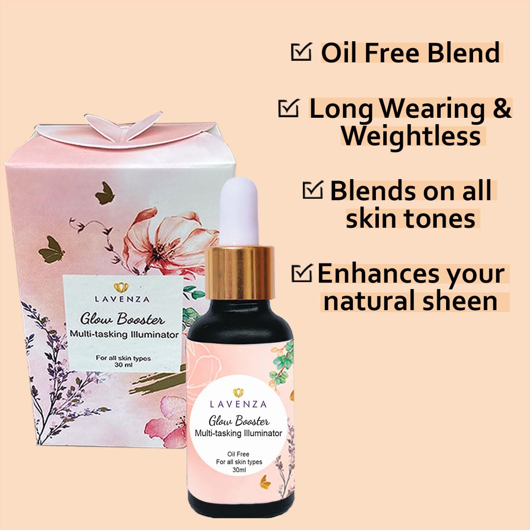 Lavenza Skincare Combo Set - Pink Lip Stain & Multitasking Liquid Illuminator, Makeup with Skincare Benefits | Perfect for Daily Glow & Natural Look