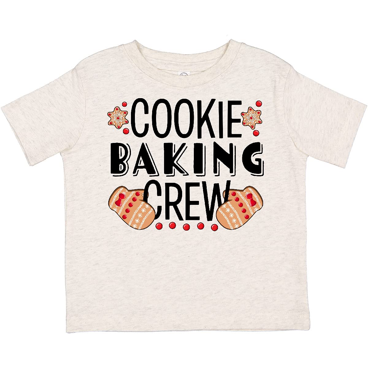 Inktastic Christmas Cookie Baking Crew Toddler T-Shirt with Oven Mitts - Fun Holiday Baking Outfit for Kids & Toddlers - Perfect for Christmas Baking, Family Gatherings & Festive Celebrations