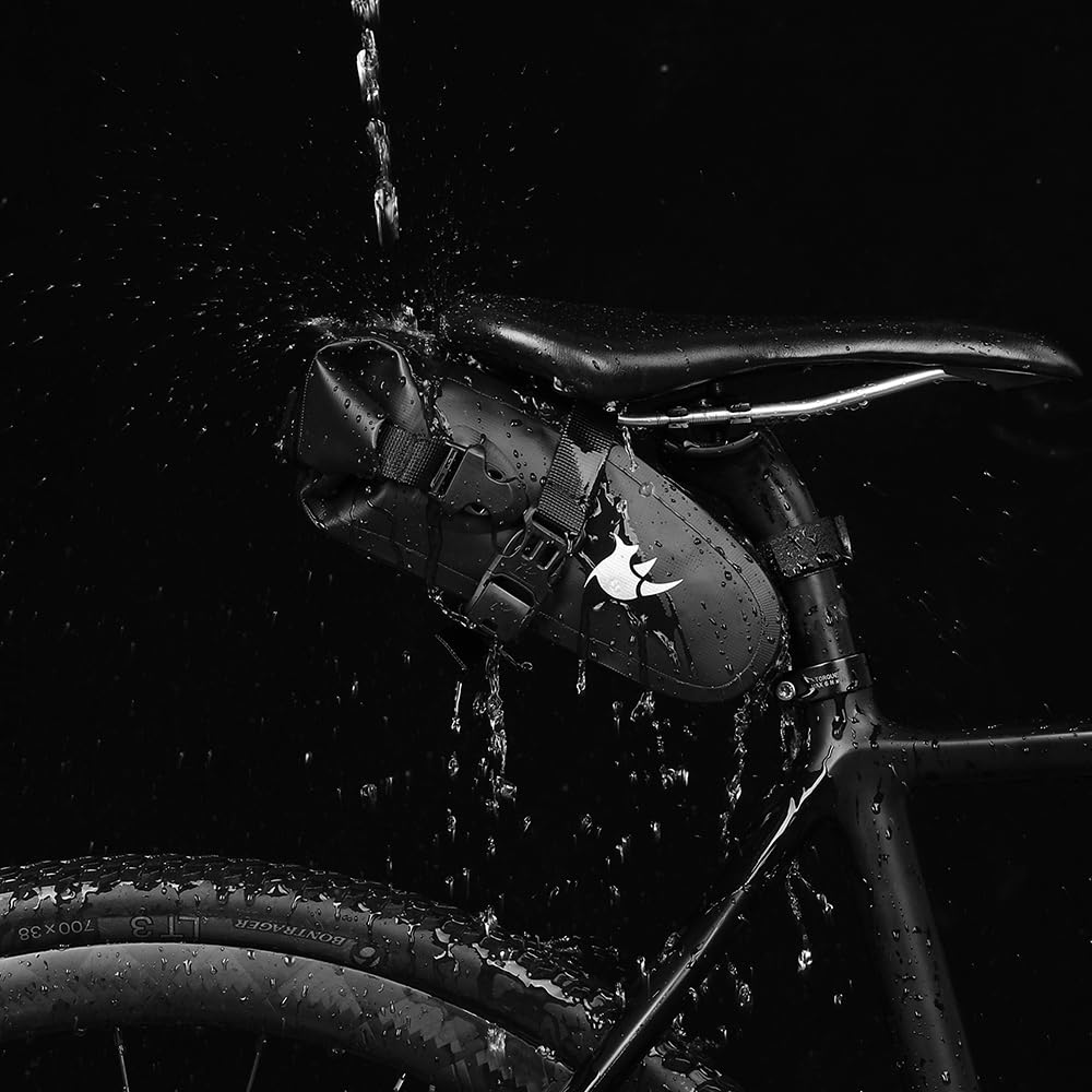 Rhinowalk Waterproof Bike Saddle Bag - Bicycle Seat Bag with Rear Rack for Mountain, Folding & Fixed Gear Bikes | Perfect for Cycling Commutes, Road Trips & Outdoor Adventures