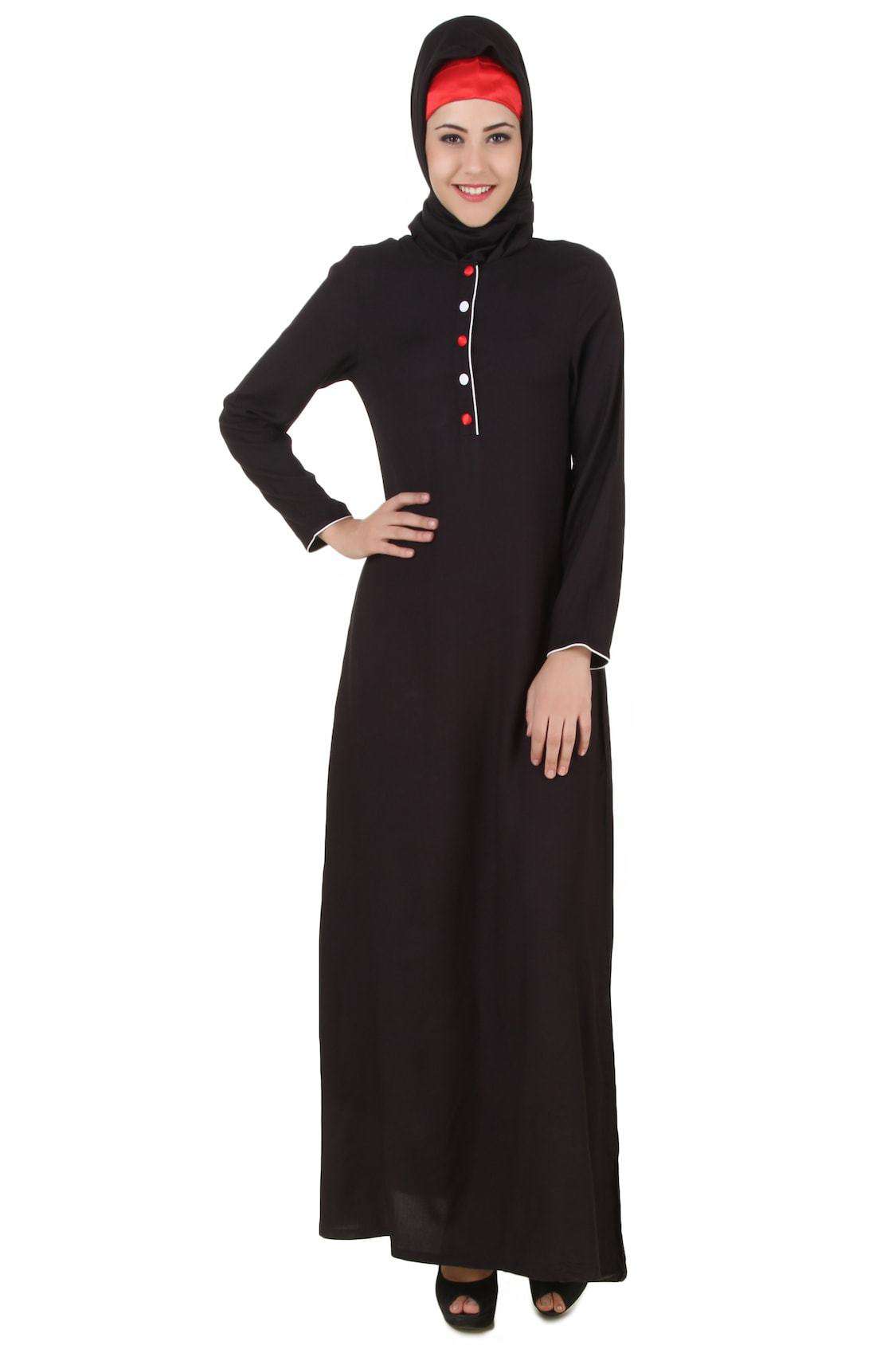 Batrisyia Black Rayon Abaya - Modest Muslim Prayer Dress for Women | Perfect for Prayer, Mosque & Special Occasions