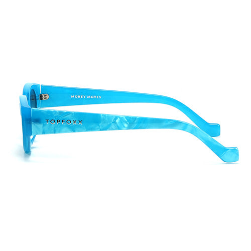 Kat x Money Moves Blue Cat Eye Sunglasses for Women - Trendy UV Protection Shades for Beach, Driving & Summer Fashion