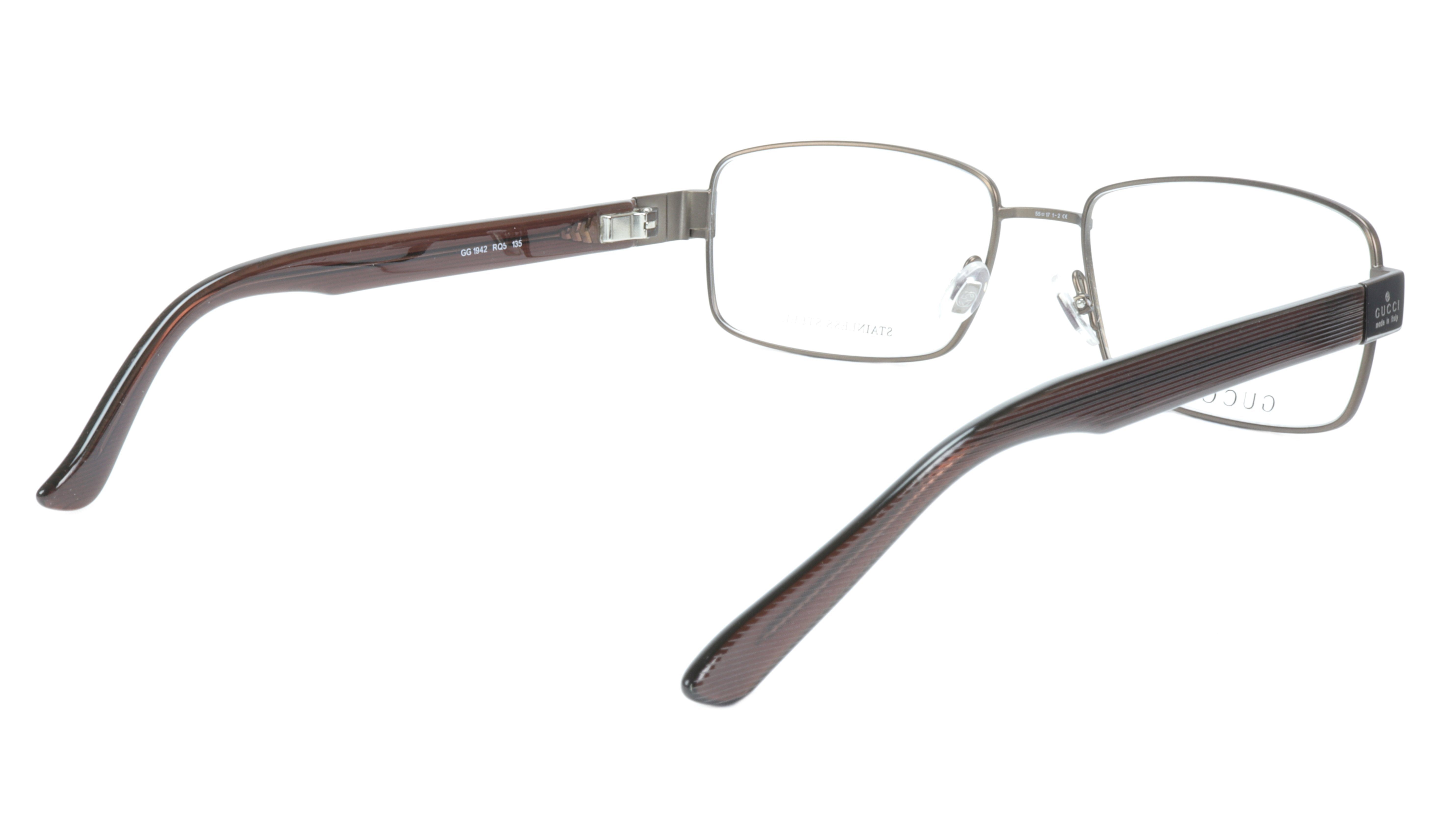 Gucci GG 1942 RQ5 Brown Metal & Acetate Eyeglasses Frame - Made in Italy - 55-17-135 Size - Luxury Designer Glasses for Men & Women - Perfect for Office, Reading & Fashion Accessories