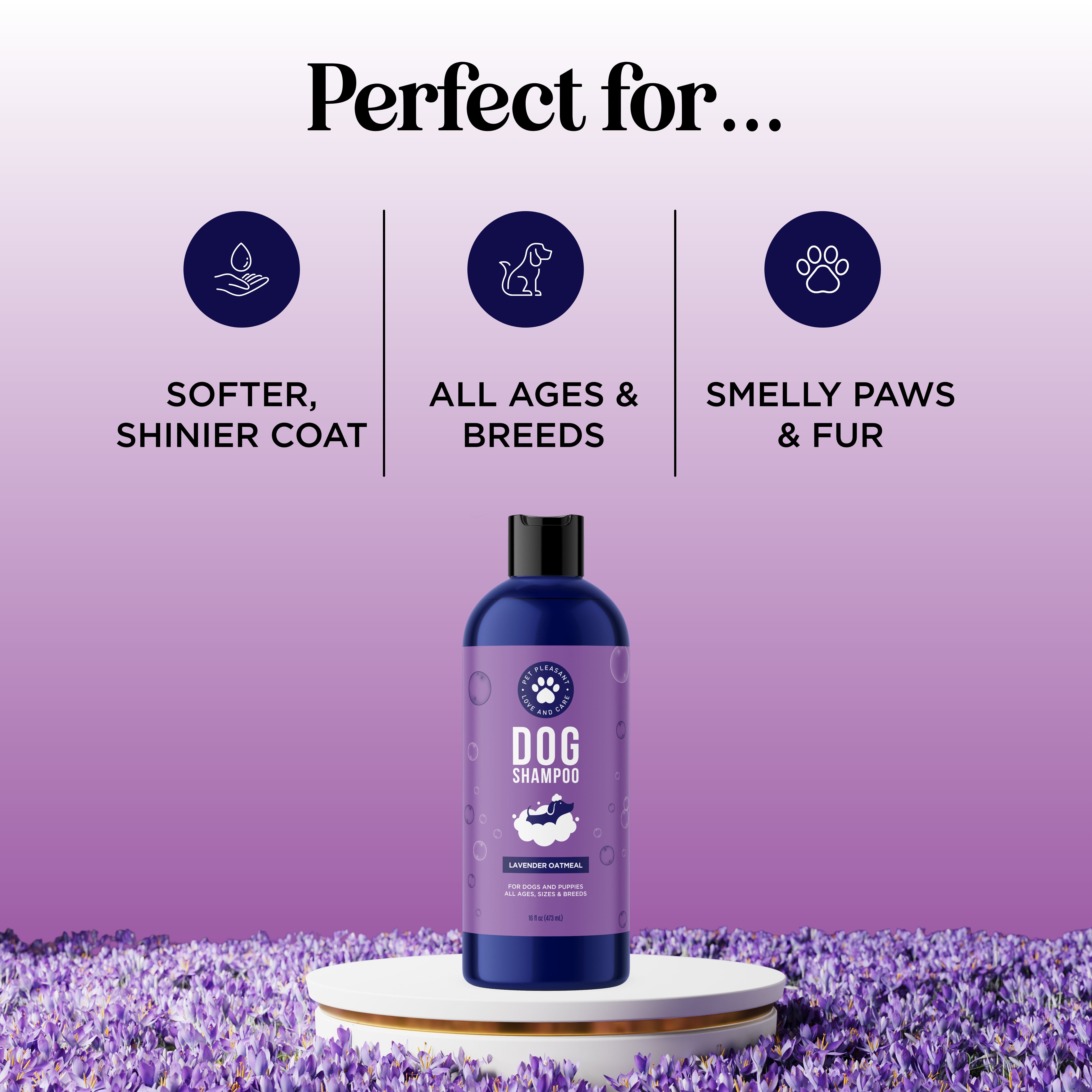 Natural Lavender Oatmeal Pet Shampoo for Dogs & Cats - Soothing & Hypoallergenic Formula for Dry, Itchy Skin - Perfect for Bath Time & Grooming