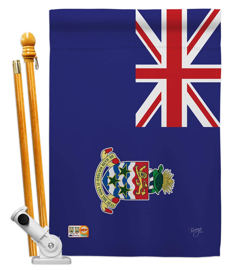 Cayman Islands House Flag Set 28x40 with Flagpole for Outdoor Decor