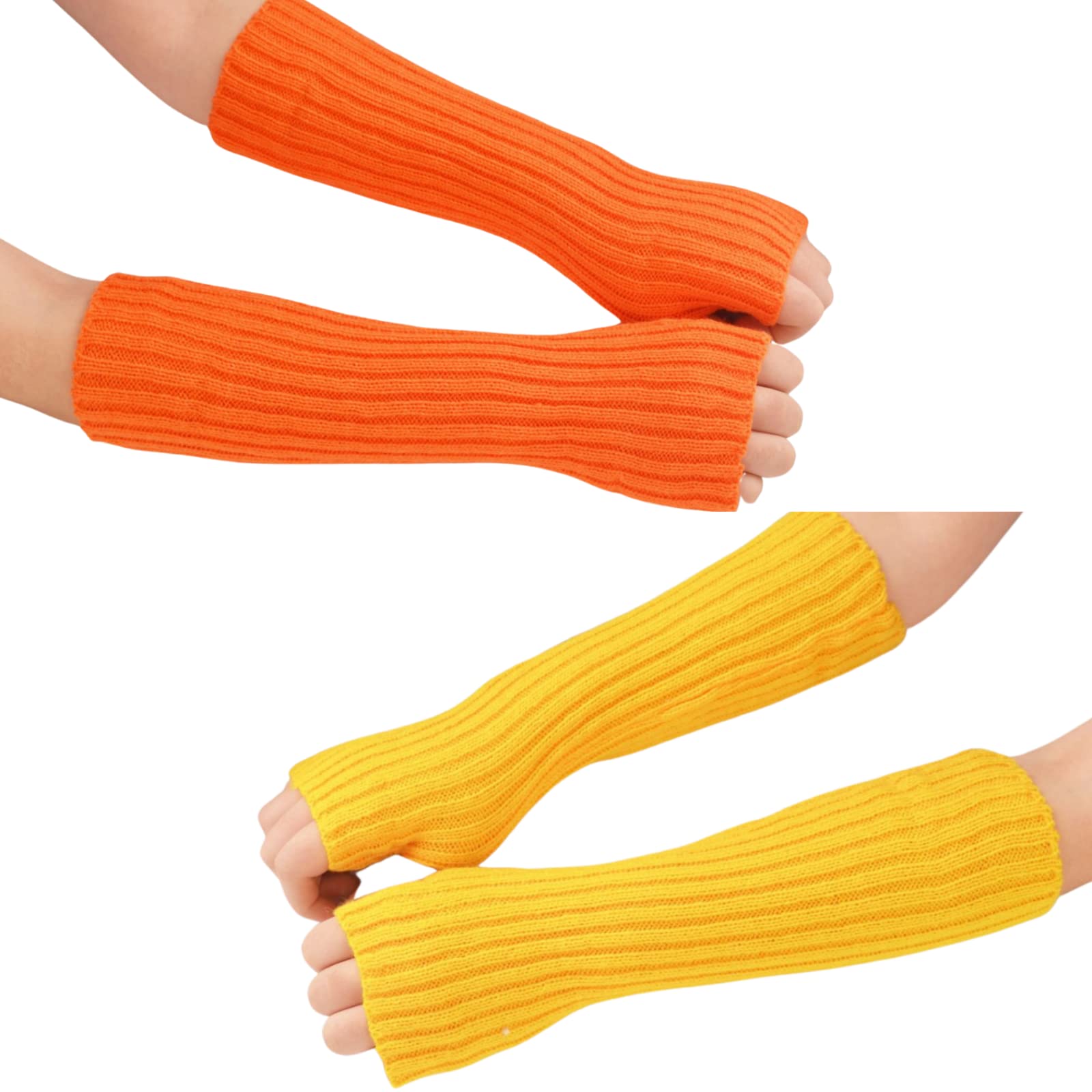 CHENGZI 2 Pairs Knitted Wrist Warmers & Fingerless Gloves - Winter Arm Warmers for Women & Men - Cozy Knit Arm Covers for Outdoor Activities, Cycling, Running, and Cold Weather Protection