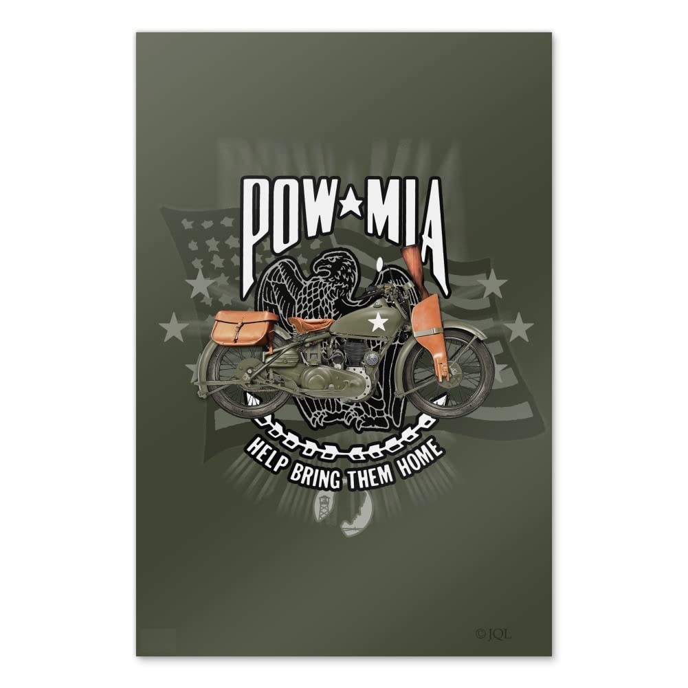 POW MIA Army Motorcycle Wall Art - Patriotic Bring Them Home Poster for Home & Office Decor - Perfect for Living Room, Bedroom, or Man Cave