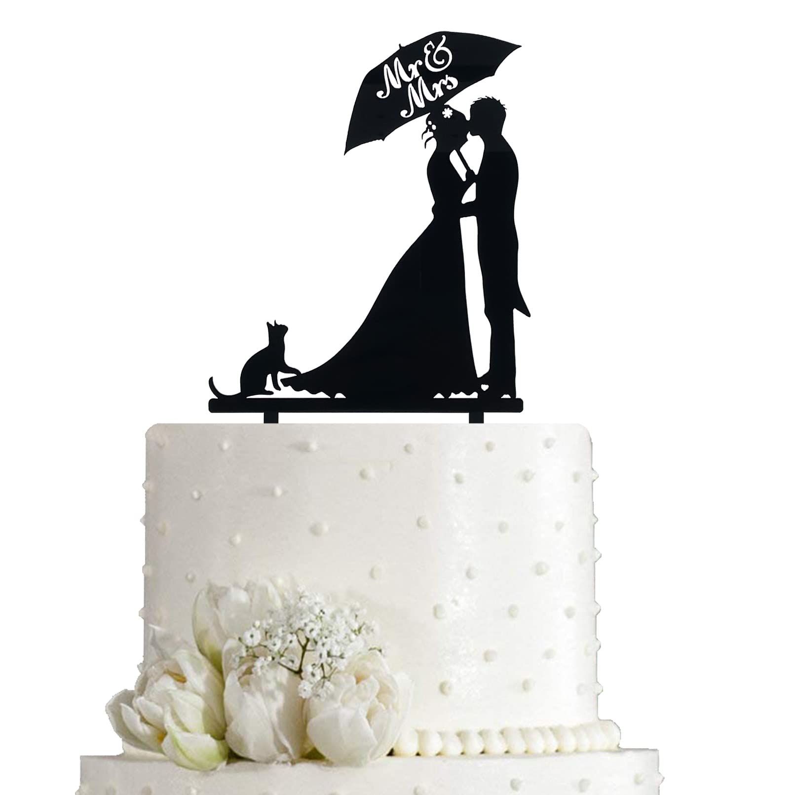 Elegant Black Acrylic Mr & Mrs Cake Topper - Wedding Anniversary Cake Decorations - Perfect for Anniversary Cakes, Wedding Desserts & Romantic Celebrations