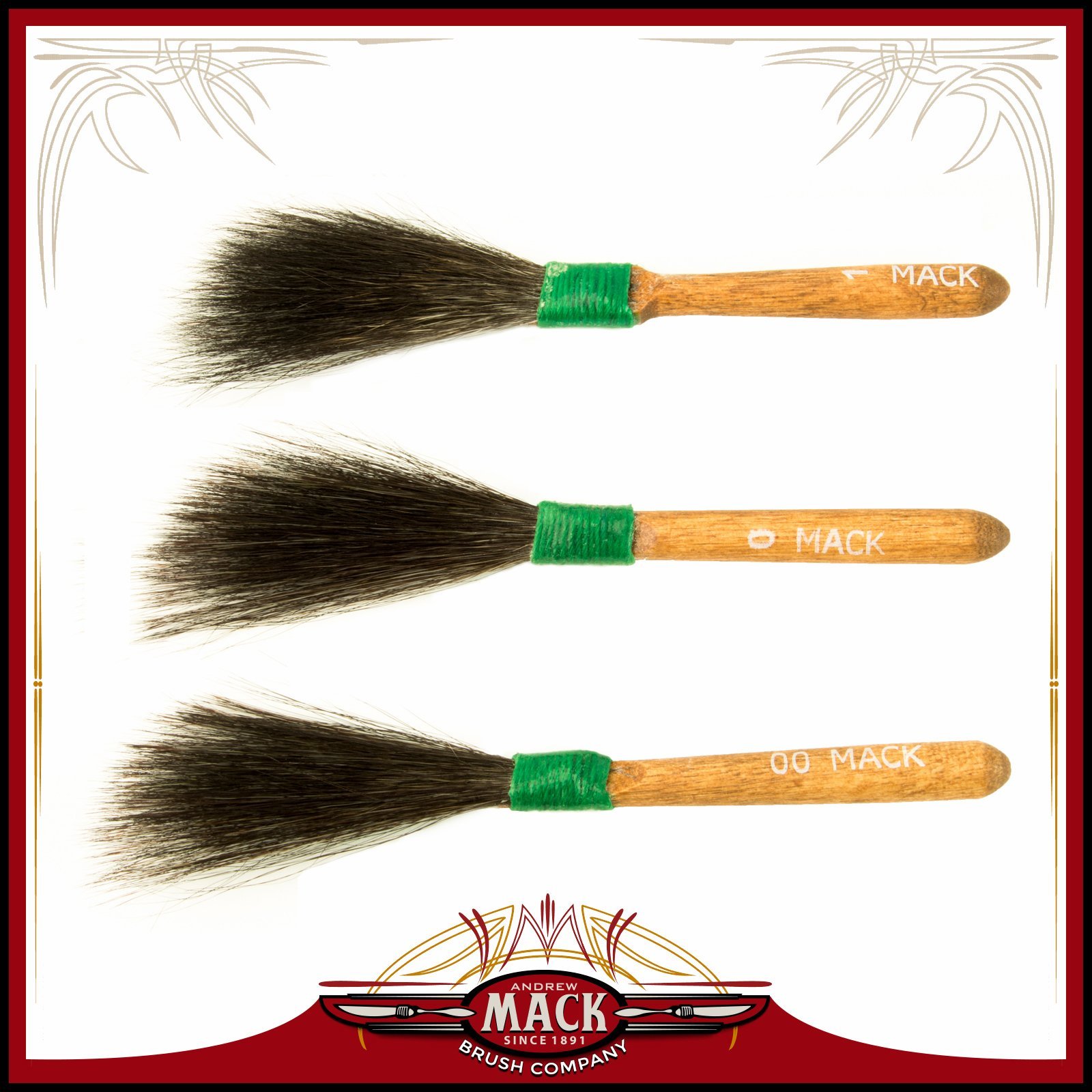 3-Piece Sword Striper Series 00-1 Squirrel Hair Pinstriping Brushes for Automotive Touch Up & Body Shop - Professional Paint Brush Set for Detailing, Custom Art & DIY Projects