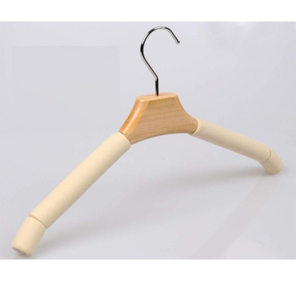 Space Saving Wooden Clothes Hangers for Adults - 10 Pack Beige Suit & Coat Hangers with Smooth Cut Notches & Flexible Hook - Perfect for Closet Organization, Wardrobe Storage & Travel Packing (39x20cm)