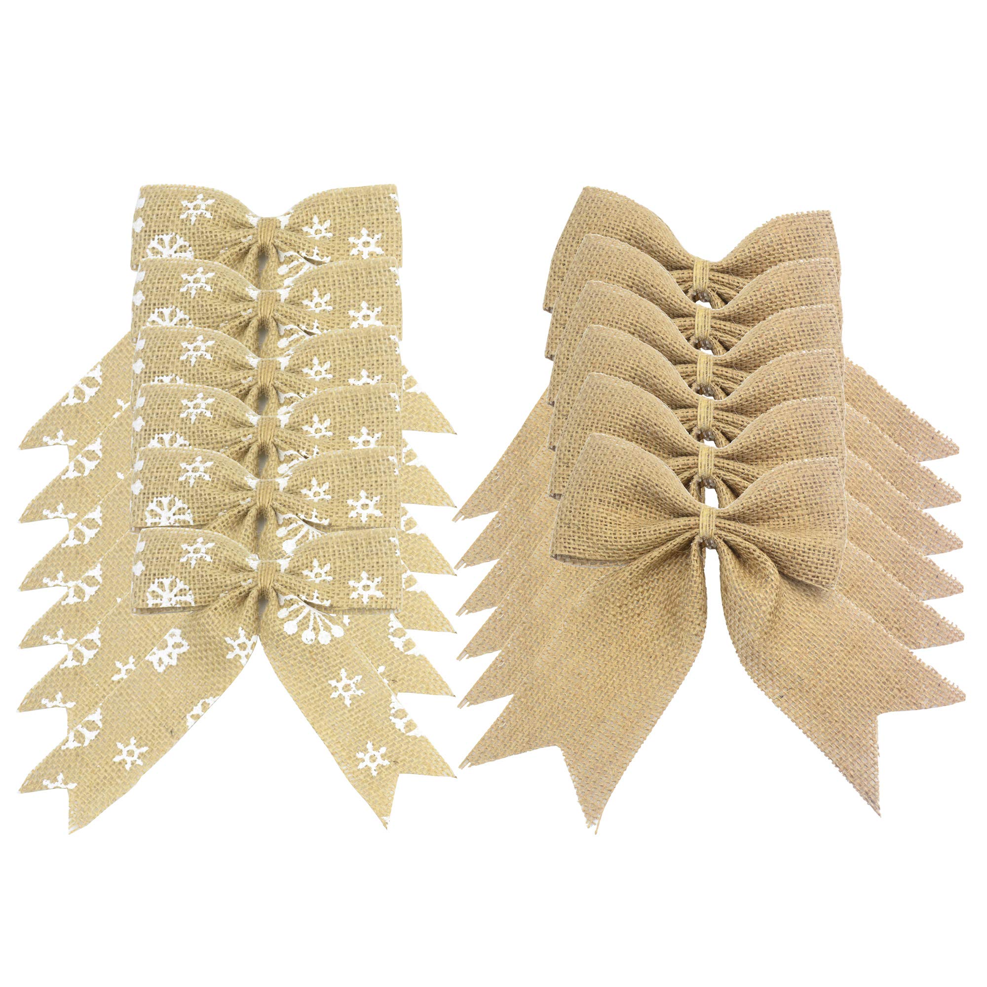 Natural Burlap Bows for Christmas Tree Topper & Wreath Decor