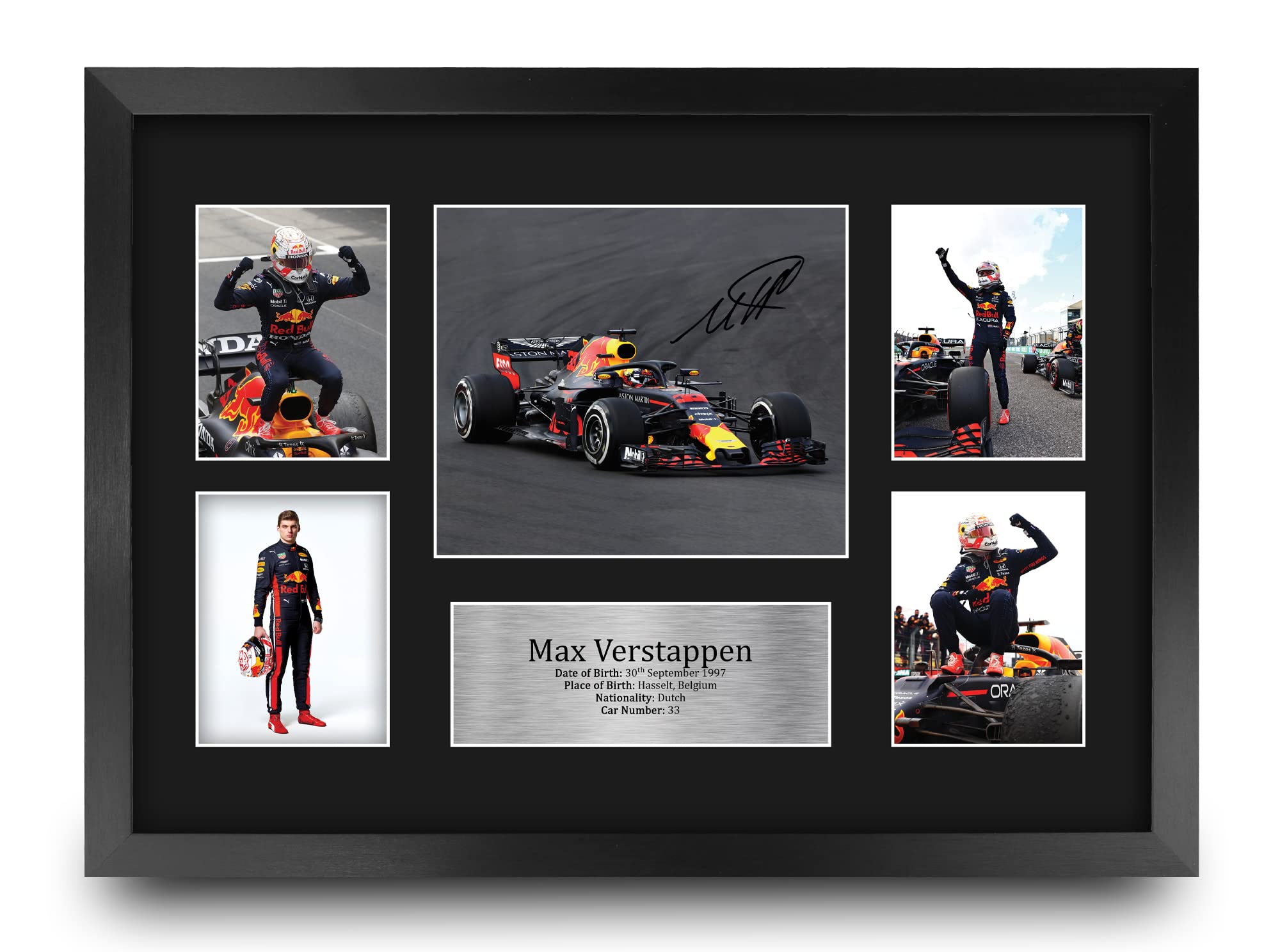 Max Verstappen 16x12 Inch (A3) Framed Signed Autograph Display - Perfect Gift for F1 Racing Fans | Formula 1 Memorabilia for Home, Office & Man Cave Decor