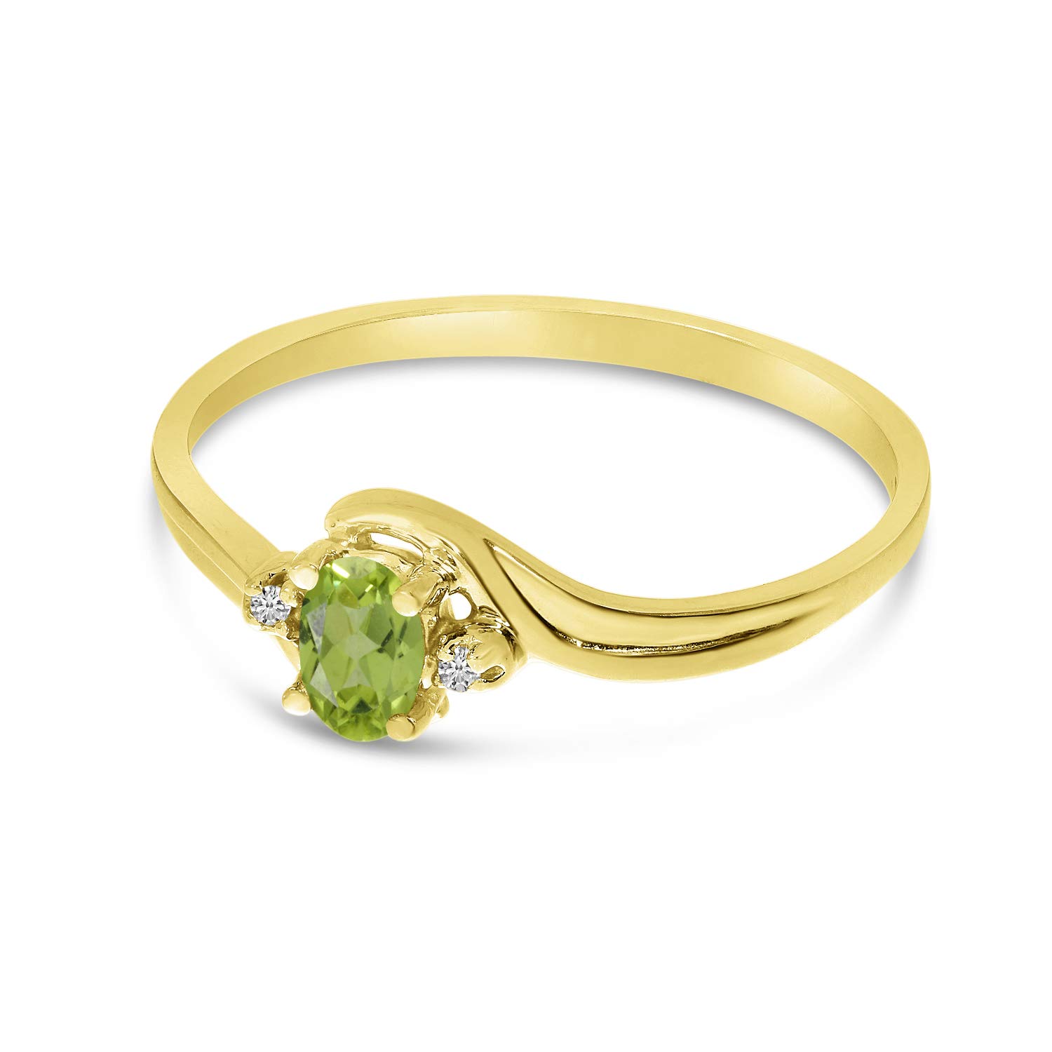 10K Yellow Gold Peridot and Diamond Ring for Women – Elegant Birthstone Jewelry Gift for Anniversary, Engagement, or Special Occasions