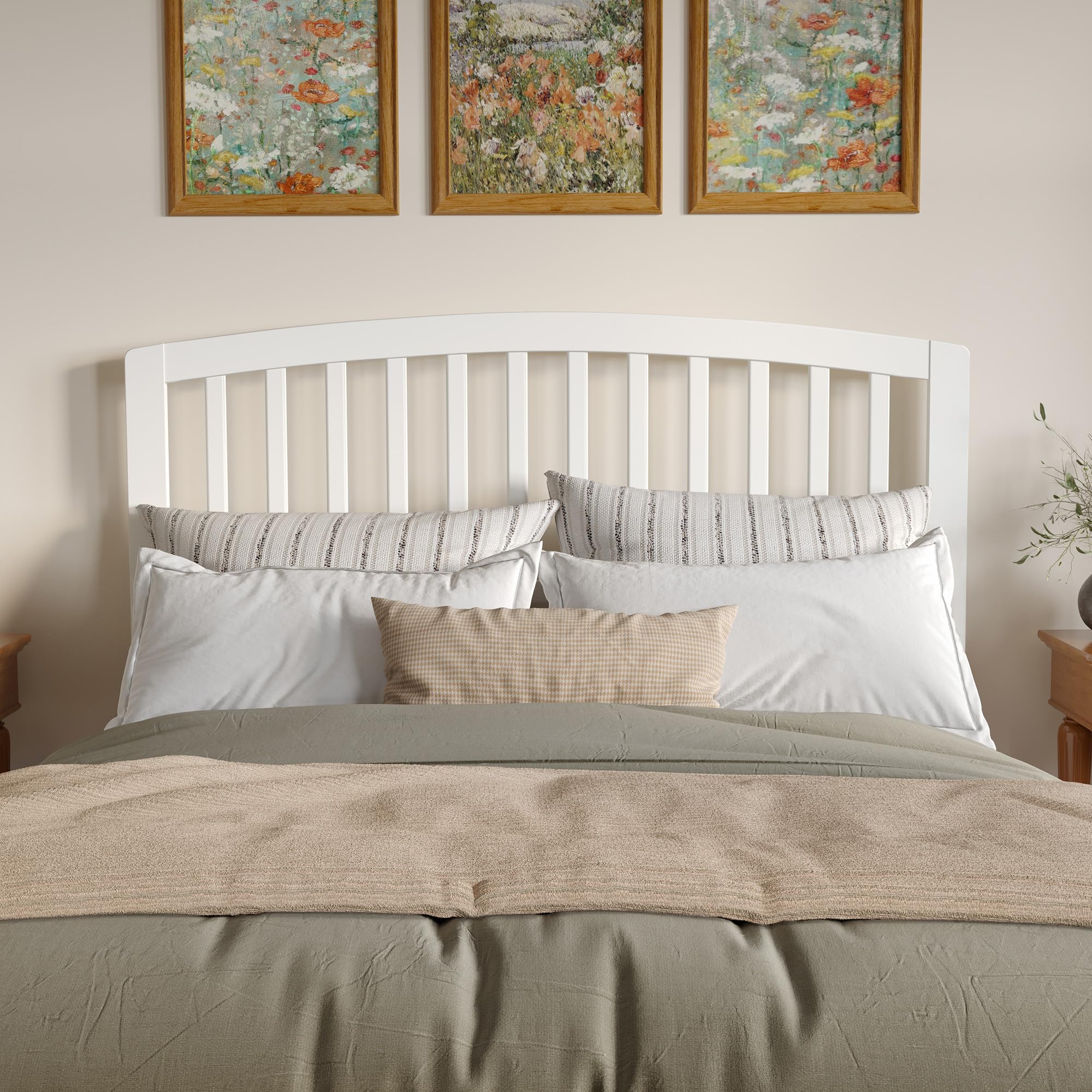 AFI Richmond White Queen Size Headboard with USB Charging Ports - Modern Bed Frame Headboard for Bedroom, Perfect for Home Decor and Easy Charging Access