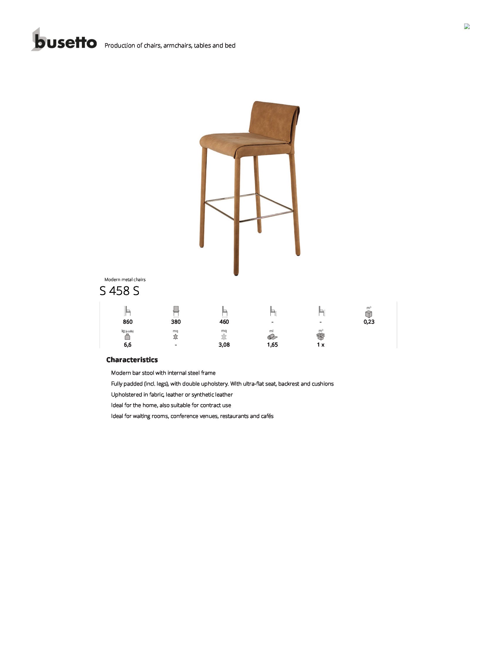 Busetto Italian Made Counter Height 26H Dining Chair S458S - Perfect for Kitchen Islands, Breakfast Bars & Small Spaces