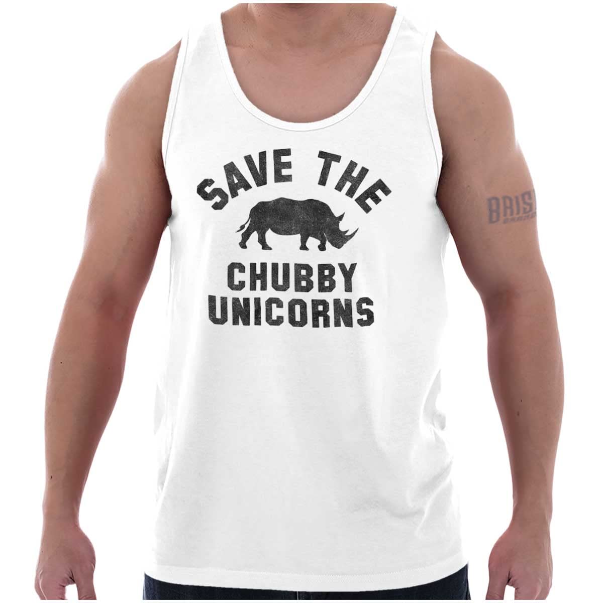 Save The Chubby Unicorns Fantasy Graphic Tank Top for Men & Women - Casual Summer Tee for Beach, Parties & Everyday Wear