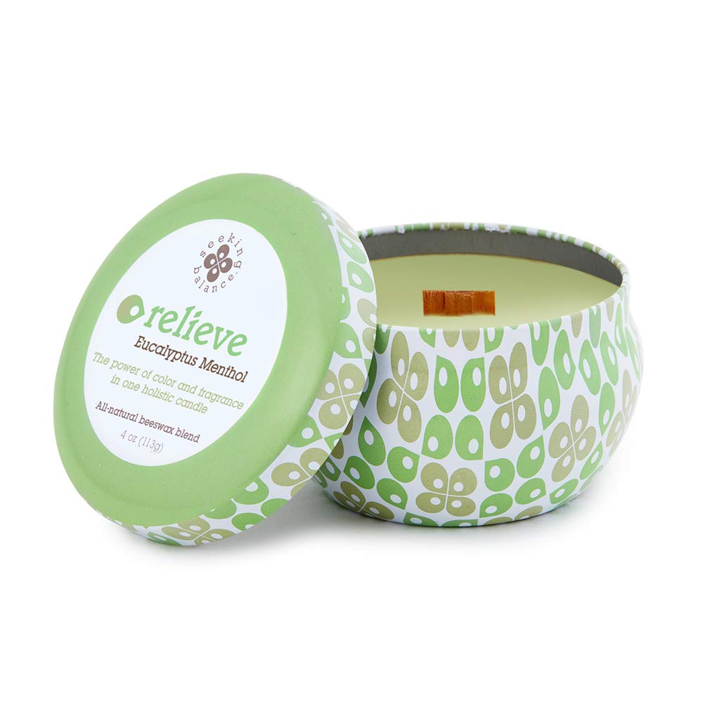 Root Candles 9946269 Seeking Balance Spa Traveler Candle - 4oz Eucalyptus Menthol Scented Candle for Stress Relief & Relaxation | Perfect for Home Spa, Yoga, Meditation & Travel