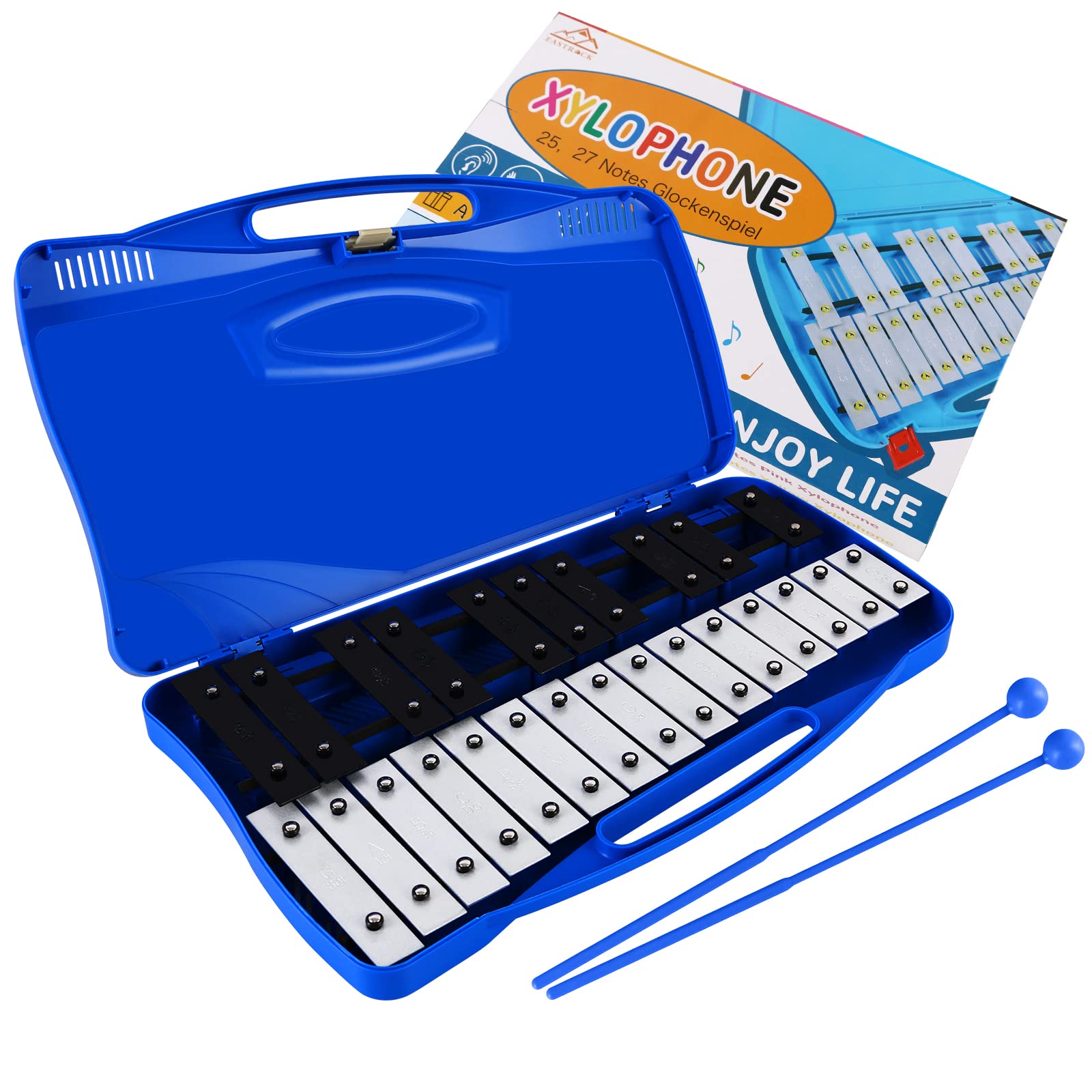 EASTROCK 25-Note Xylophone for Kids & Adults - Professional Glockenspiel Musical Instrument with Mallets | Ideal for Music Teaching, Classroom, Band Practice & Home Play | Perfect Gift for Beginners (Blue)