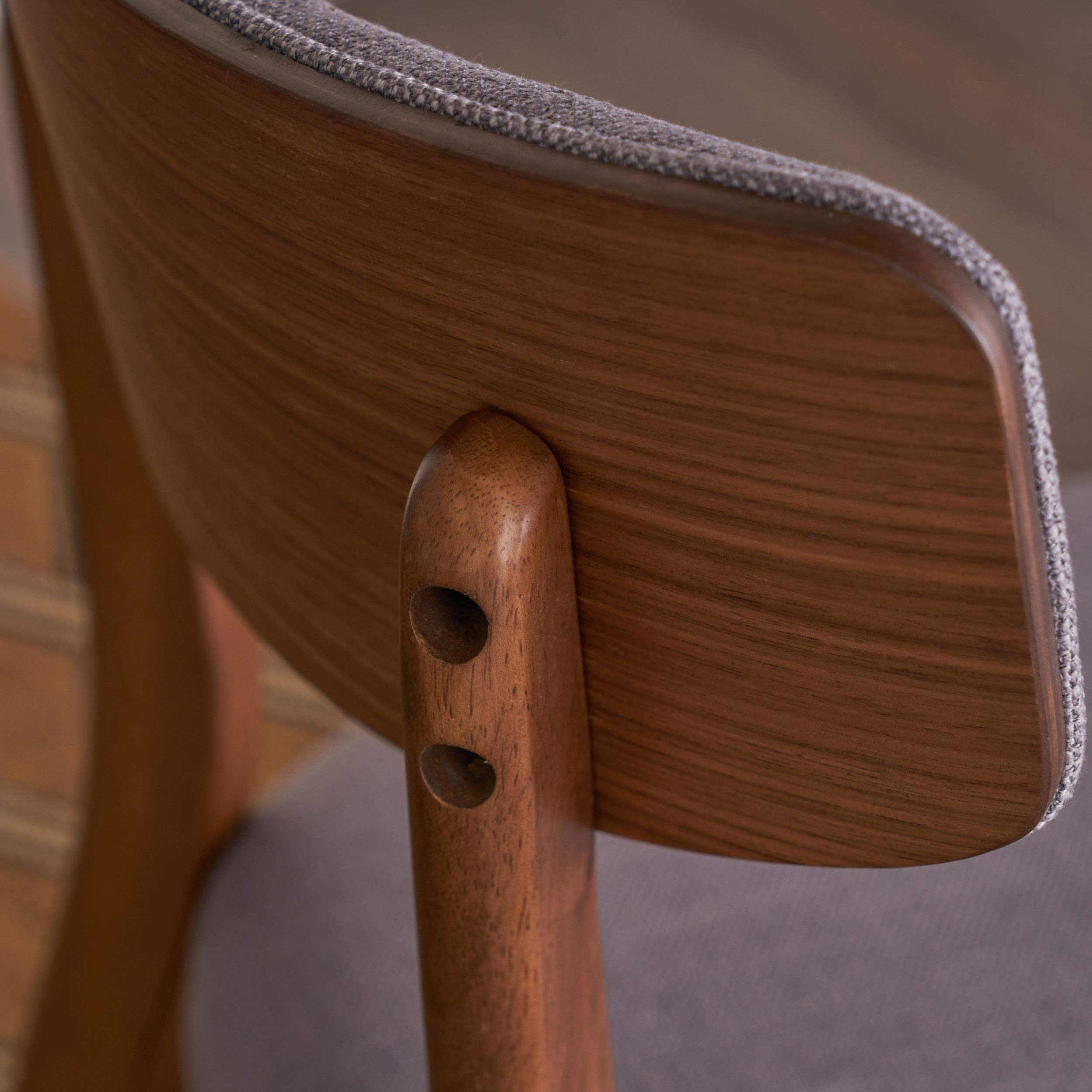 Christopher Knight Home Abrielle Mid-Century Modern Fabric Dining Chairs - Set of 2, Dark Grey Upholstery with Natural Walnut Rubberwood Frame - Perfect for Dining Room, Kitchen, or Breakfast Nook