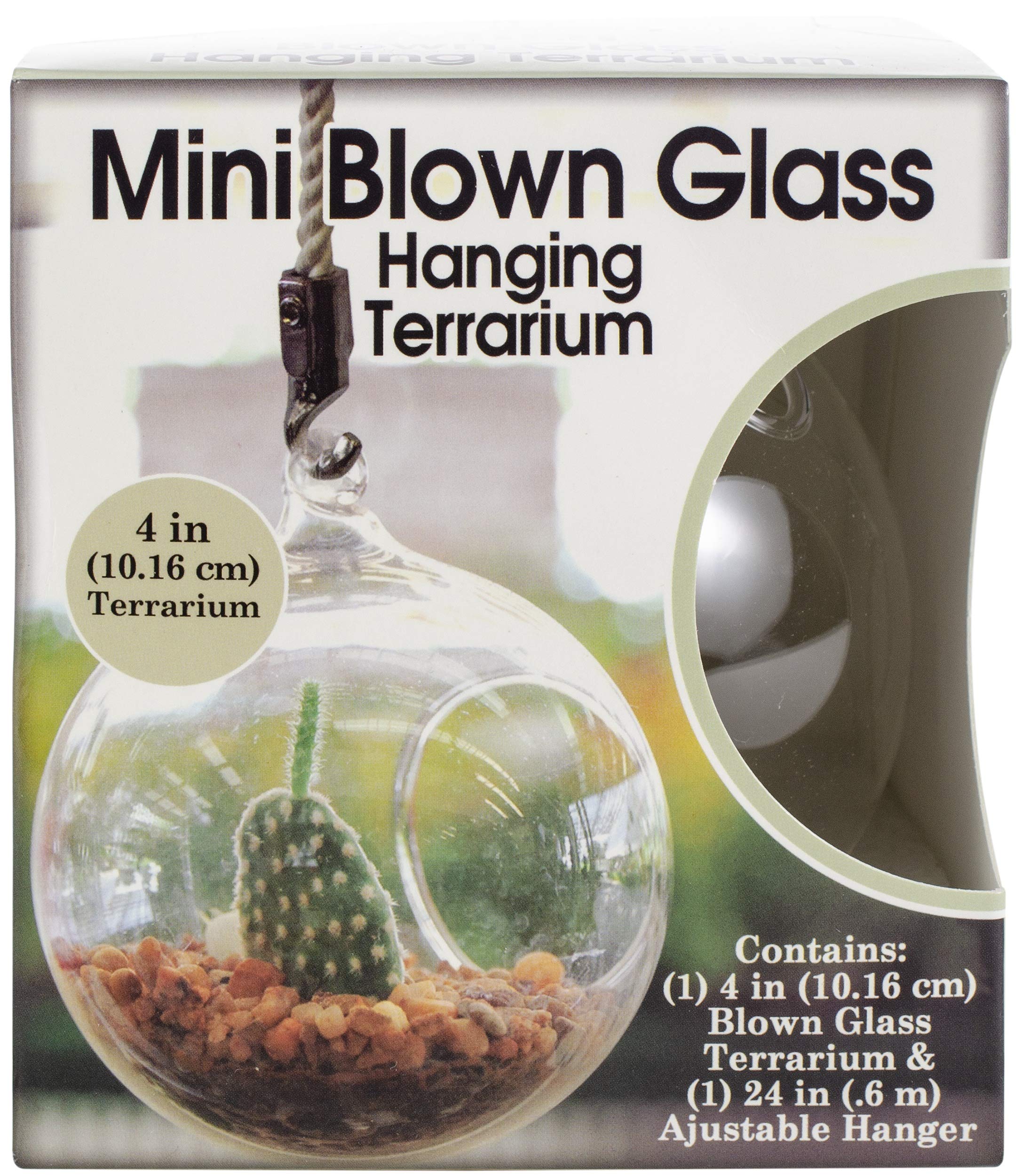 Mini Blown Glass Hanging Terrarium for Plants - Handmade Succulent Air Plant Holder - Home Office Decor, Wedding & Gift Idea
