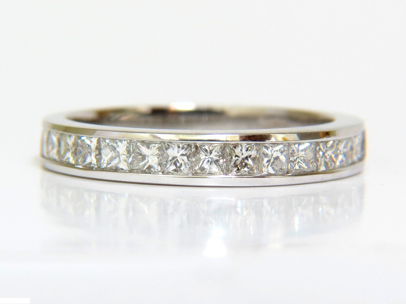 0.70CT Classic Princess Cut Diamond Band Ring in 14K White Gold - Elegant Wedding, Engagement & Anniversary Jewelry Gift for Women