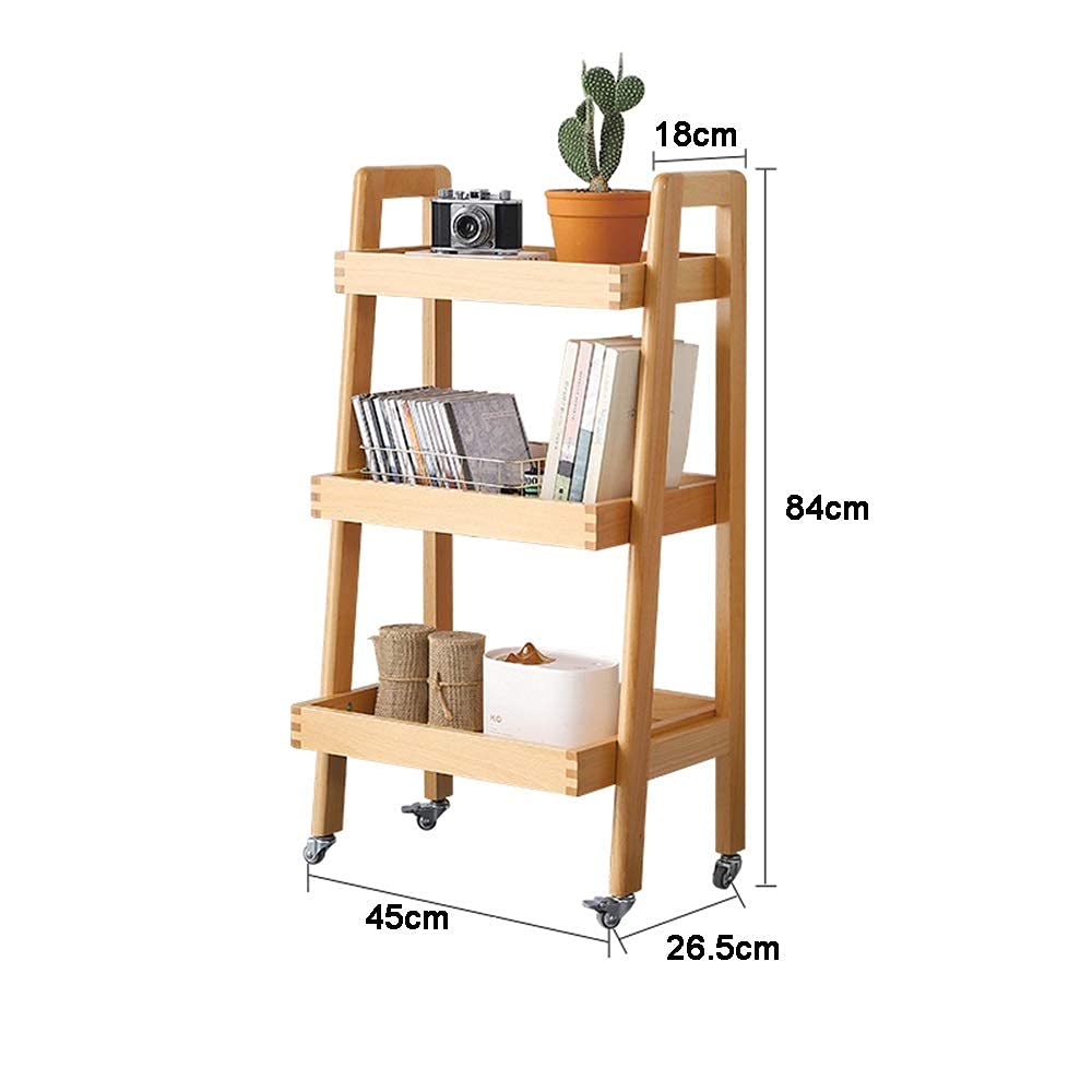 3-Tier Solid Wood Mobile Kitchen Serving Cart with Wheels - Modern Storage Trolley for Home, Balcony, Restaurant & Outdoor Use - Perfect for Organizing Dishes, Plants & Supplies
