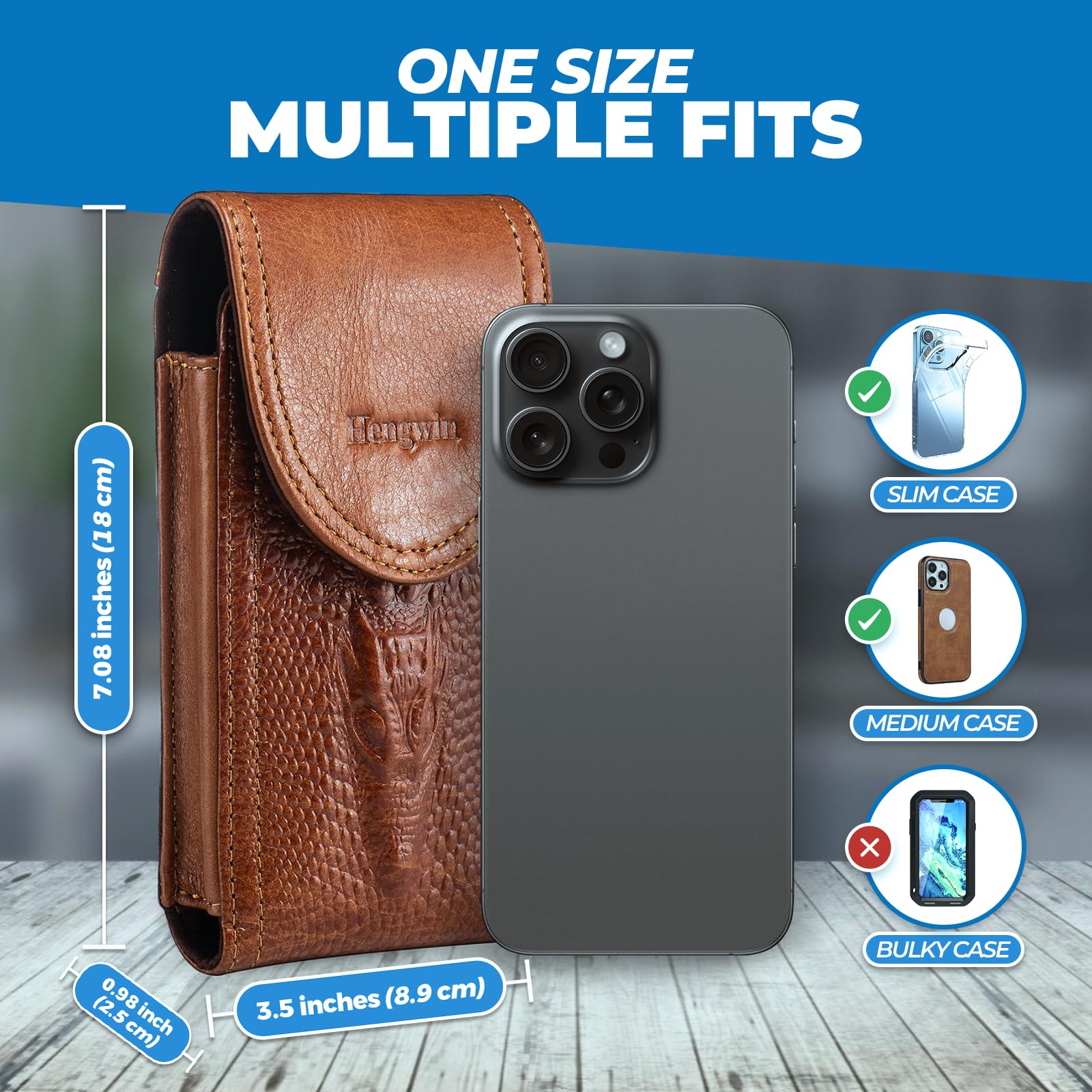 Premium Leather Phone Holster for iPhone 16 Plus/15 Pro Max/14 Plus/13 Pro Max/12 Pro Max & Samsung Galaxy S25/S24/S23 Ultra/A25/A54 - Belt Clip Pouch Case (Brown) | Ideal for Outdoor Activities, Work & Everyday Carry