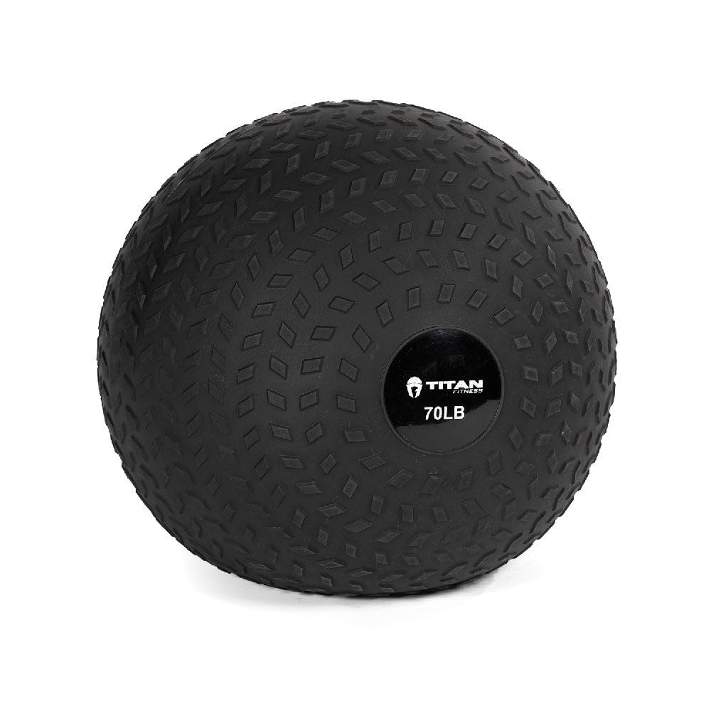 Titan Fitness Rubber Tread Slam Ball - Heavy Duty Dead Bounce Weighted Exercise Ball for Strength Training, CrossFit, HIIT Workouts - Perfect for Throwing, Catching, Slamming & Twisting Drills in Home Gym or Outdoor Fitness