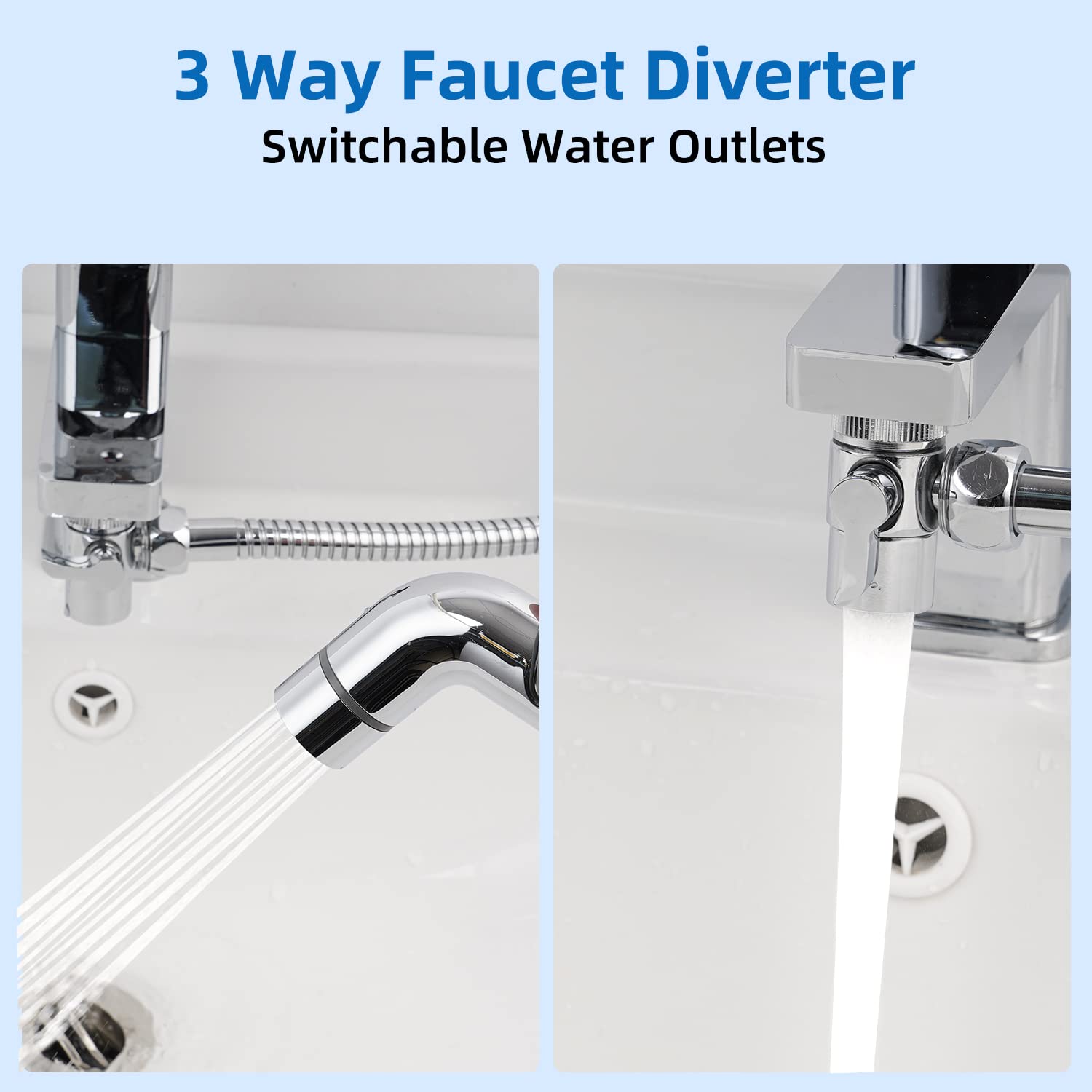 iFealClear Handheld Bidet Sprayer & Sink Faucet Hose Shower Attachment - Dual-Spray Faucet Extension with 8 Adapters for Hair Washing, Pet Rinse, Bathroom Cleaning, Kitchen & Garden Use - Perfect for Bathrooms, Kitchens, Outdoor Washing & Pet Care