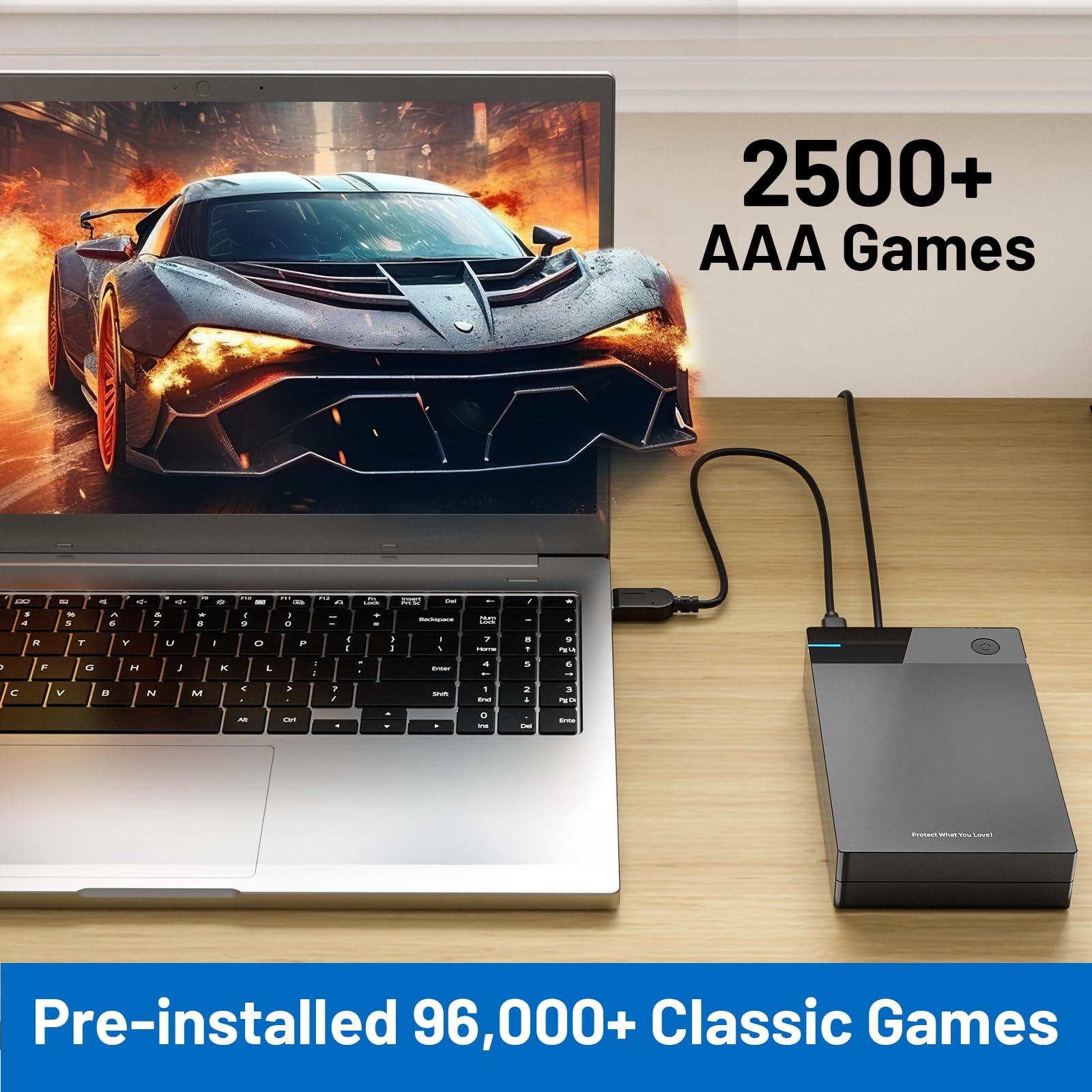 Kinhank 12TB Retro Gaming Hard Drive - 96,000+ Classic Games & 6,000+ 3D Games | Compatible with 400+ Emulators & Windows 7/8/10/11 | Portable External Hard Drive for Retro Gaming Enthusiasts | Perfect for Home Entertainment & Gaming Parties