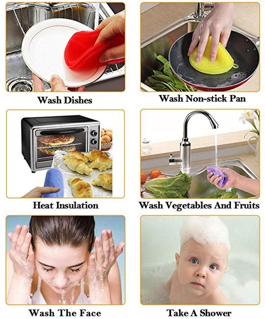 **Atcan Silicone Sponge Scrubber – Food Grade Reusable Dish Scrubber for Washing Dishes, Fruits & Vegetables – Eco-Friendly Kitchen Cleaning Tool (1 PC) – Perfect for Sinks, Countertops & Camping**