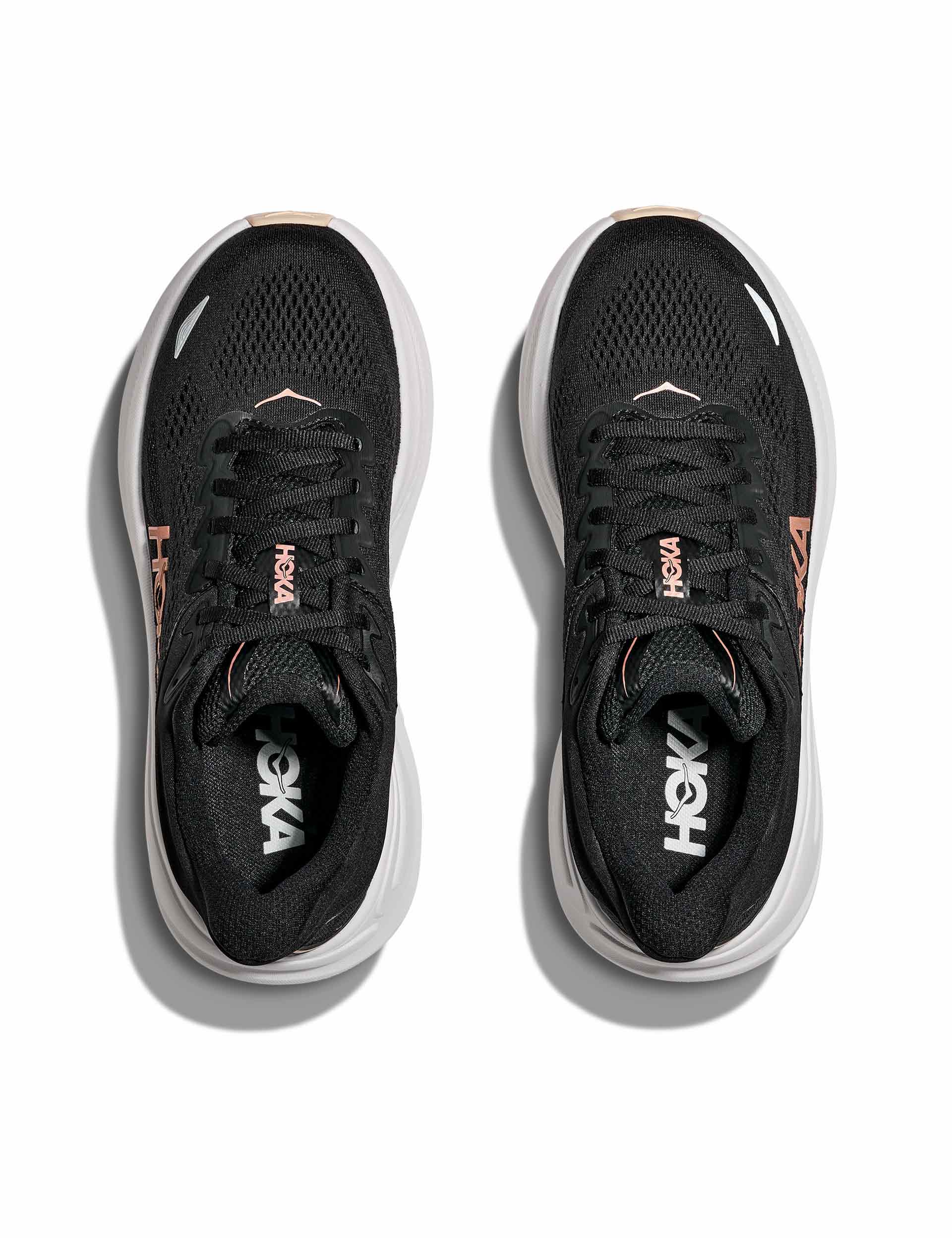 Hoka Bondi 9 Running Shoes for Men & Women - Black/Rose Gold - Cushioned Comfort for Long Distance Running & Walking