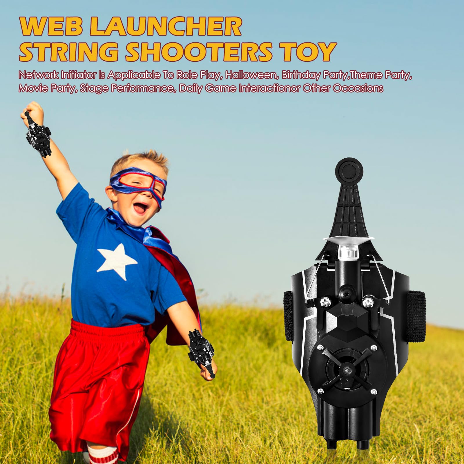 Spider Man Web Shooter Launcher - Black Electric Web Shooter Toy for Kids, Spiderman Cosplay Accessory & Halloween Decor | Perfect for Role Play, Birthday Gifts & Superhero Parties