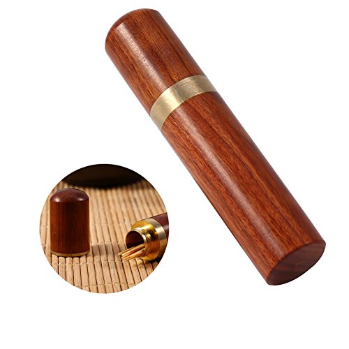 Portable Wooden Toothpick Holder Dispenser - Mini Pocket Toothpick Box for Home, Office & Travel (Rosewood) | Compact & Hygienic Toothpick Storage Solution