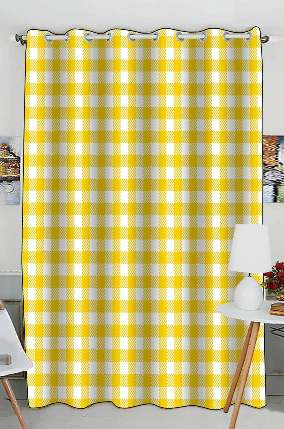 ABPHQTO Checkered Window Curtains for Kitchen - 52x84 Inches Black & White Gingham Drapes Panel (1 Piece) - Farmhouse Style Cafe Curtains for Windows, Living Room & Dining Room Decor