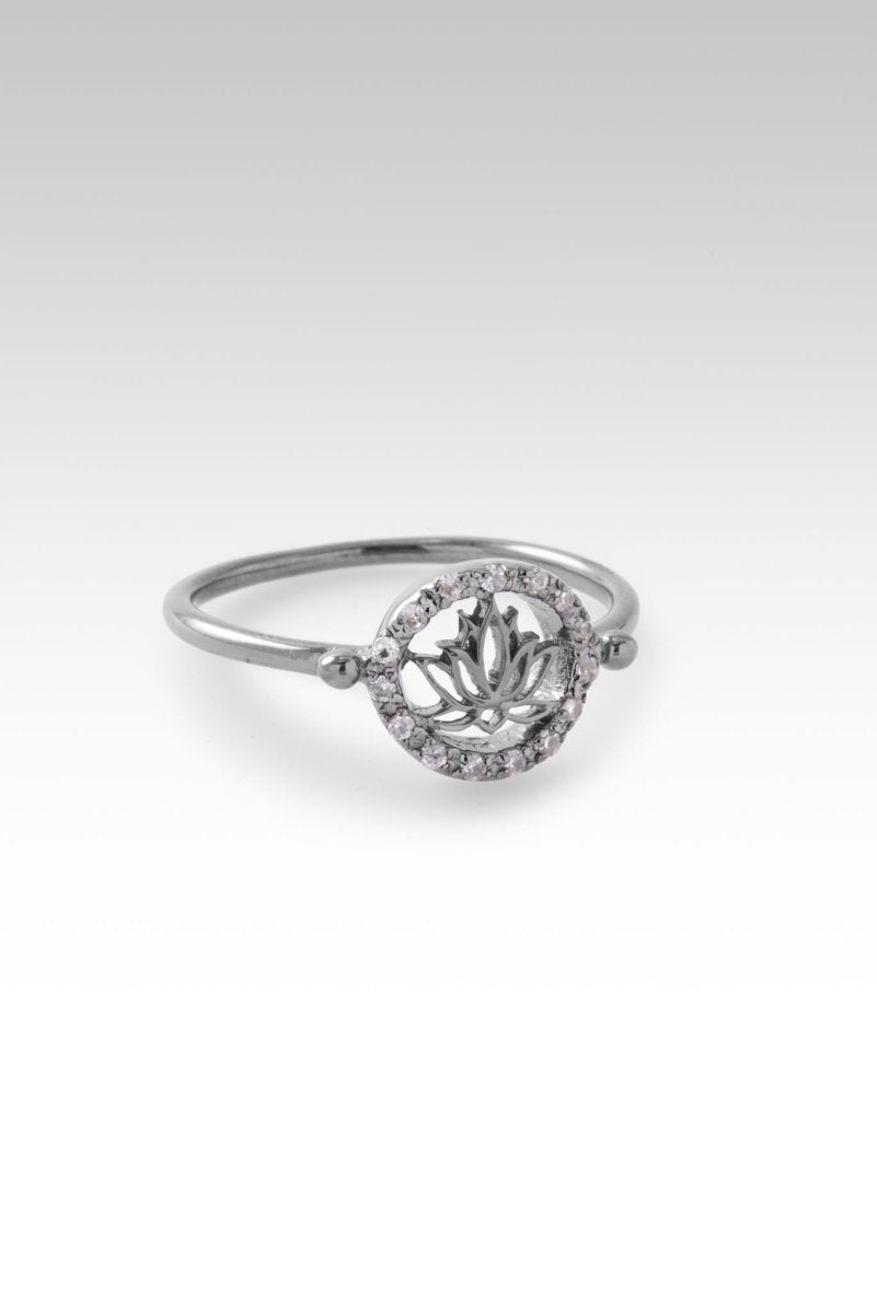 Black Rhodium Plated Perseverance Ring with White Zircon Stone - Elegant Jewelry for Women, Gift for Anniversary, Wedding, Engagement & Special Occasions