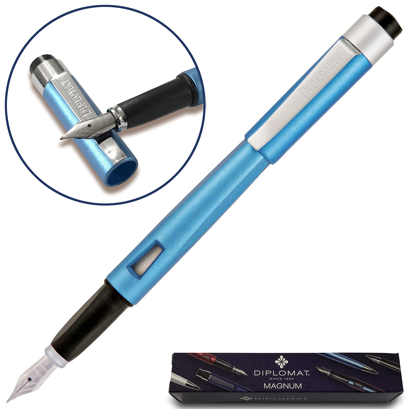 Diplomat Magnum Aegean Blue Fountain Pen Set - Premium Writing Instrument for Office, School & Gifting
