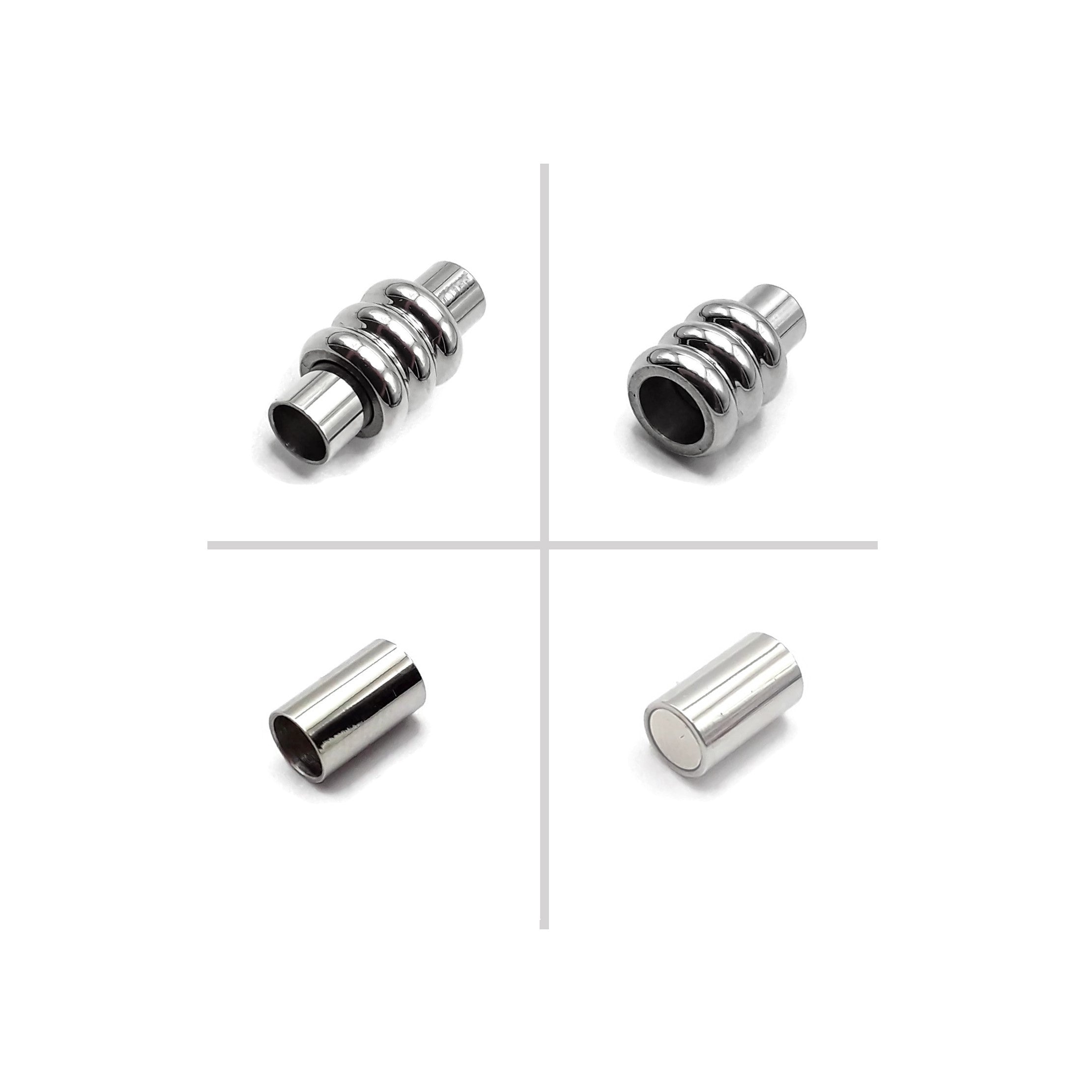 Premium 304 Stainless Steel Magnetic Clasp - 3 Ring Cylinder 9x20mm (2-Pack) - Secure Jewelry Fastener for Necklaces, Bracelets & DIY Craft Projects