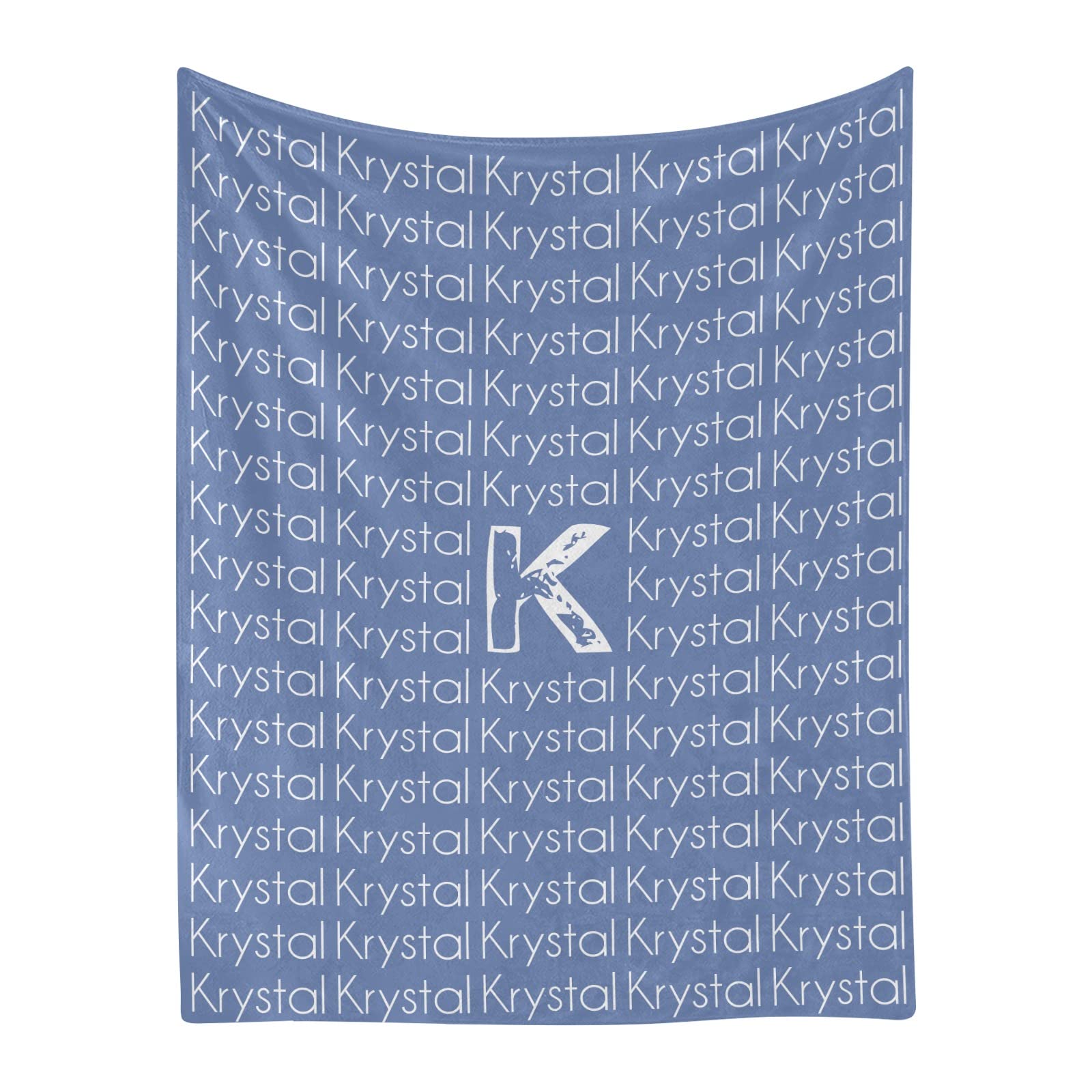 Custom Personalized Fleece Blanket with Name - Super Soft Blue Patchwork Throw Blanket 60x80 inches for Couch, Sofa & Bed - Perfect Gift for Birthday, Anniversary & Home Decor
