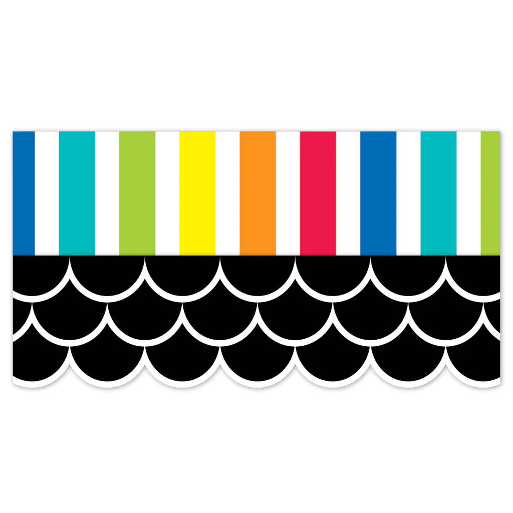 Black Scallop Wall Border Decals - Easy Peel & Stick Core Decor for Home, Nursery, and Office - Perfect for Accent Walls and Room Decor