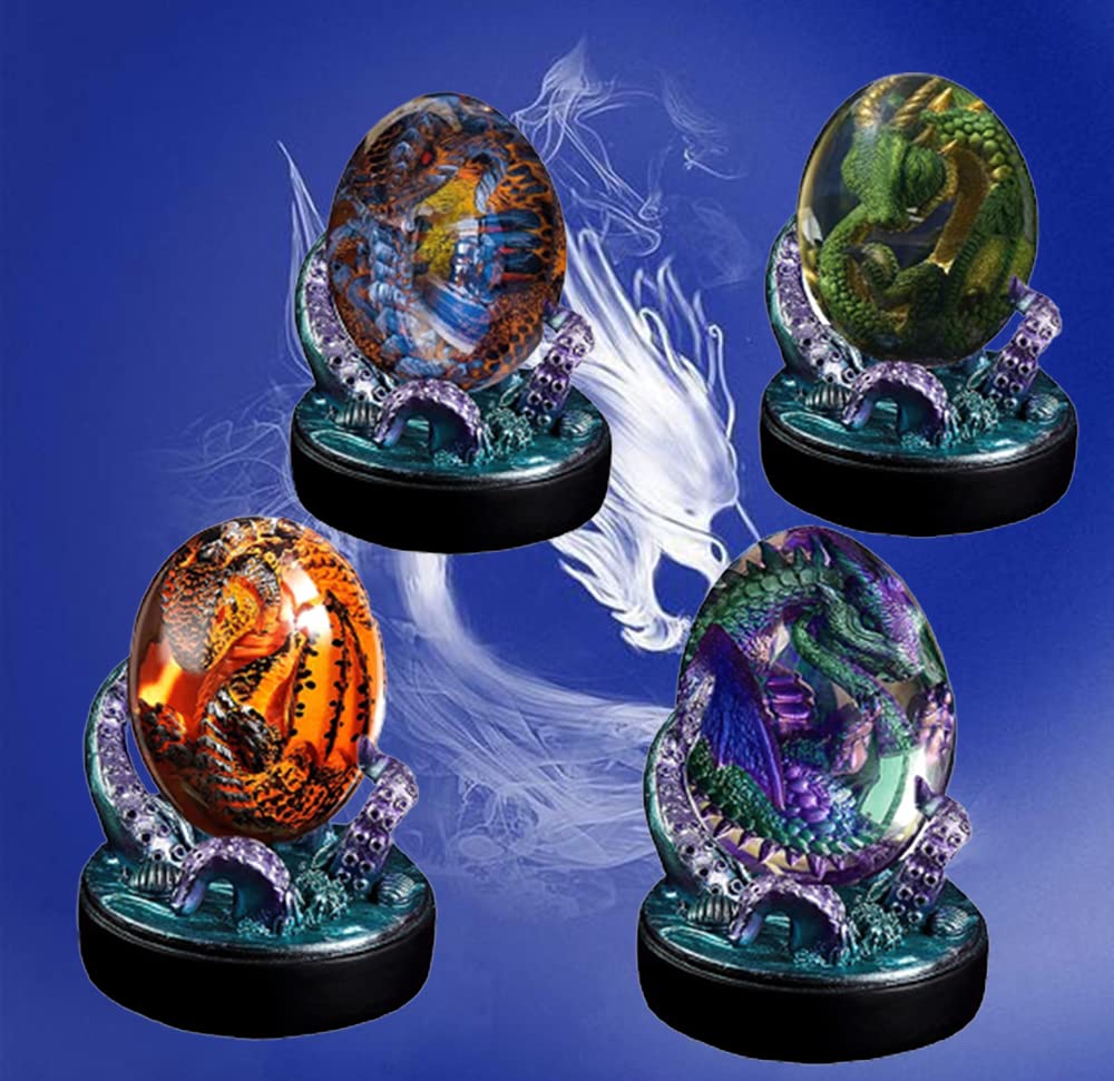 2022 New Luminous Purple Dragon Egg with Octopus Holder - Transparent Epoxy Crystal Embryo Statue, Glow in The Dark Desktop Decor for Fantasy Lovers & Collectors | Perfect for Home Office Display, Gift Giving & Meditation Spaces