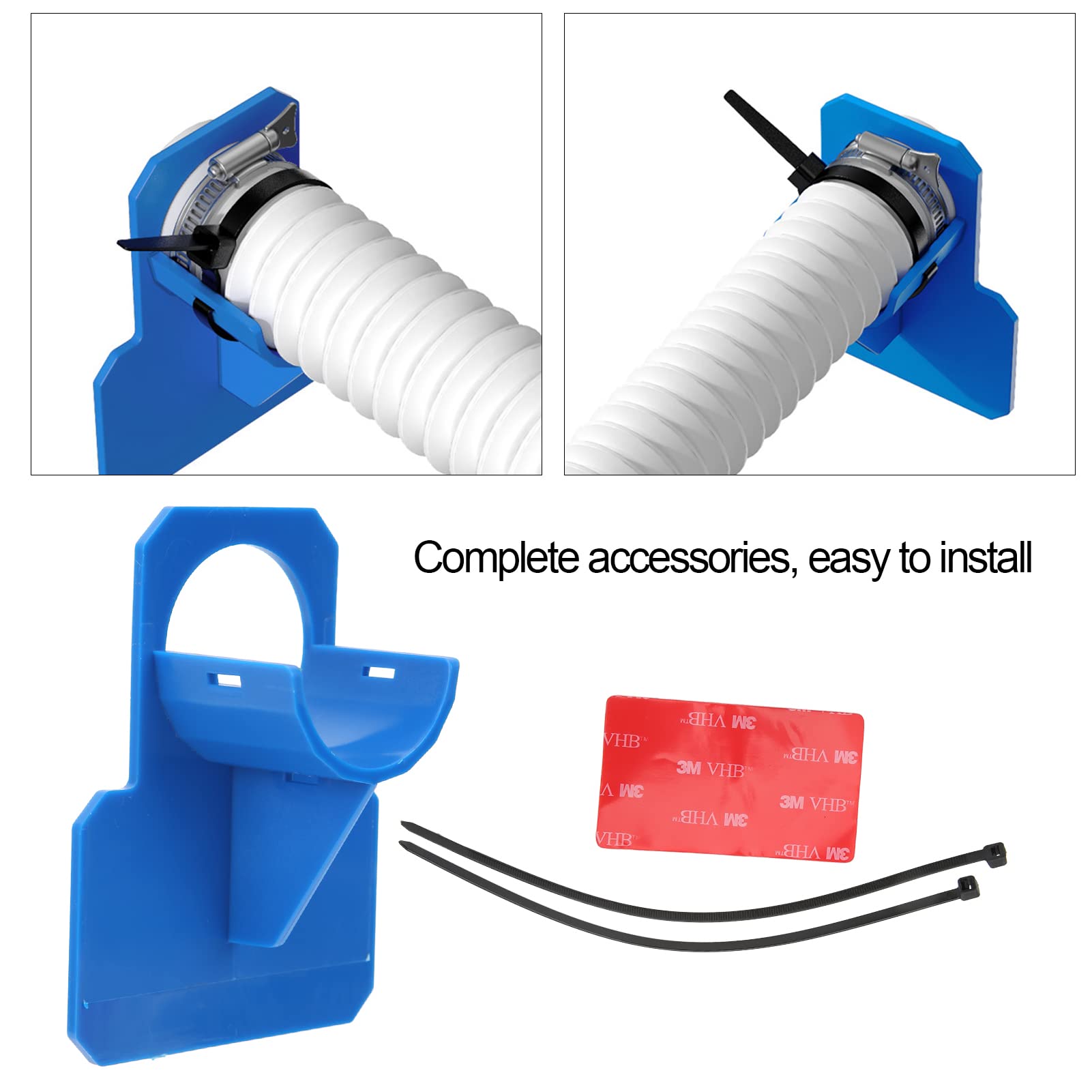 Blue Swimming Pool Pipe Holders with Cable Tie & Tape - Heavy Duty Ground Pool Hose Support Brackets for Hot Tubs, Inground Pools & Above Ground Pools - Perfect for Pool Maintenance, Water Hose Organization & Outdoor Pool Equipment Storage