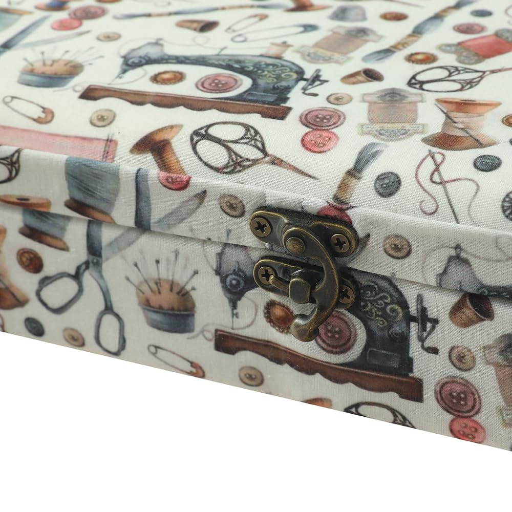 Sewing Kits & DIY Sewing Supplies Organizer with Thread, Needles, Embroidery Floss - Portable Beige Storage Case for Home Crafting, Travel, and Quilting Projects