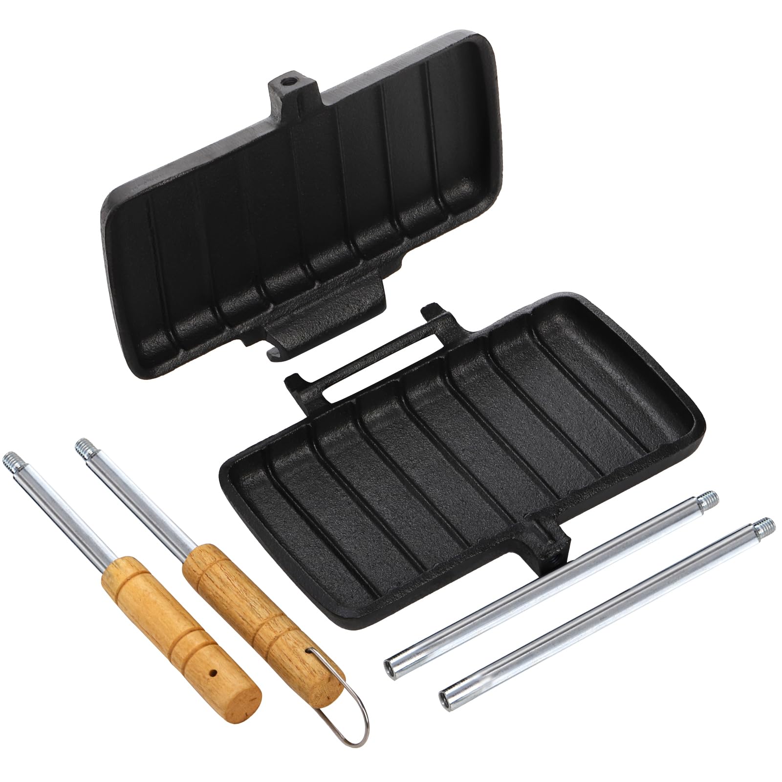 Coloch Double Pie Iron Sandwich Maker - Heavy Duty Cast Iron Campfire Cookware with Long Handle for Outdoor Cooking | Perfect for Camping, Picnics, and Backyard BBQs | Make Delicious Pies, Sandwiches, and More