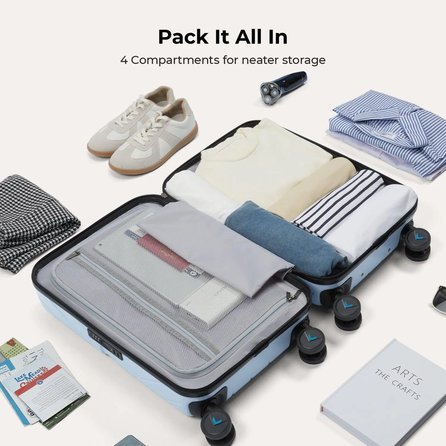 Daren 16-20 Inch Lightweight Hardside Carry On Luggage - Perfect for Air Travel, Business Trips & Weekend Getaways