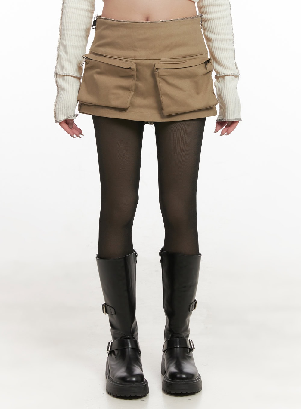 Stylish Cargo Mini Skirt with Big Pockets - Women's High Waist Utility Skirt for Outdoor, Travel & Streetwear Fashion